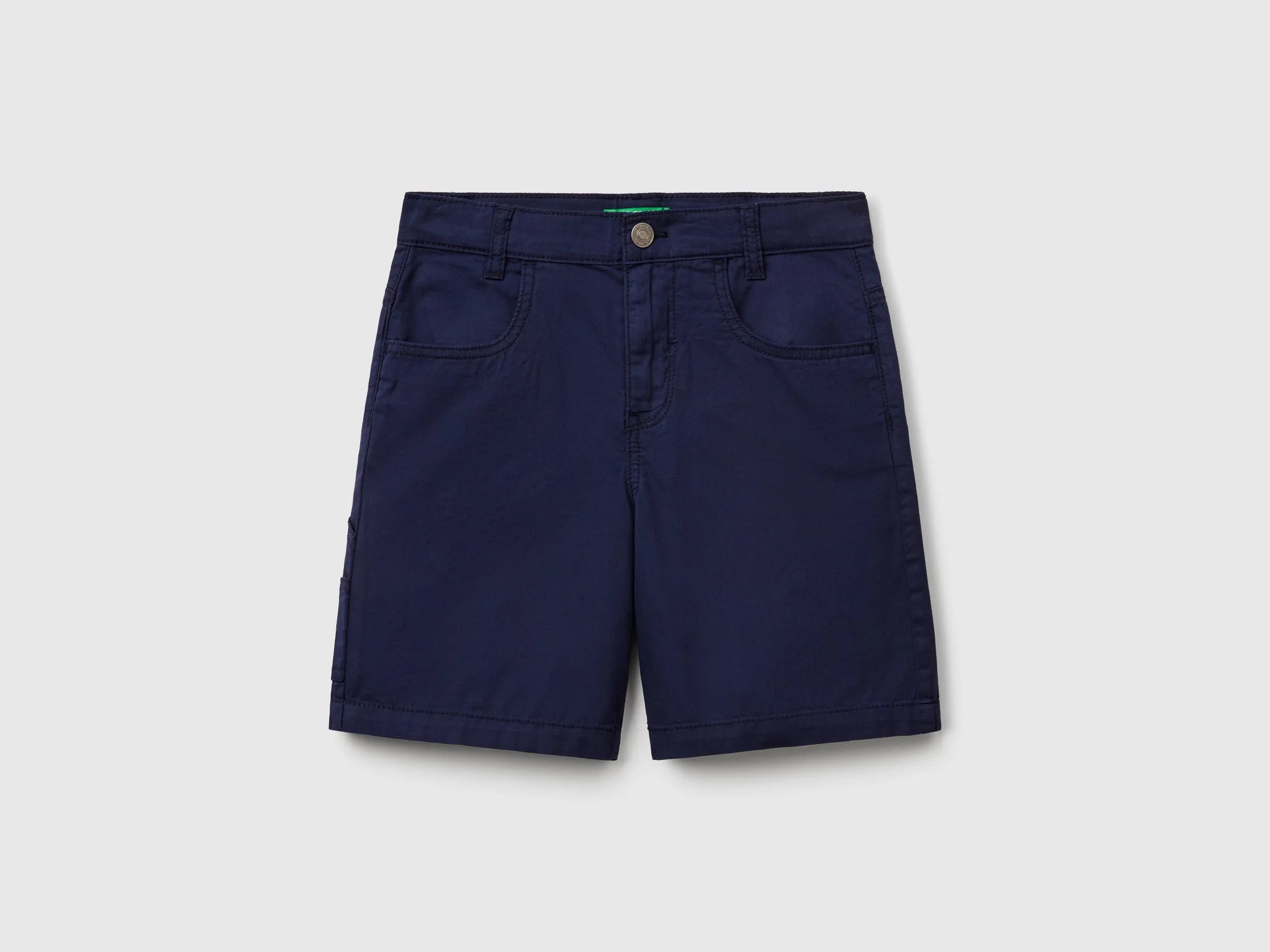Benetton Dark blue Boys Lightweight Bermuda Shorts with Pockets SKU: 47RGC902U_252 Image 01