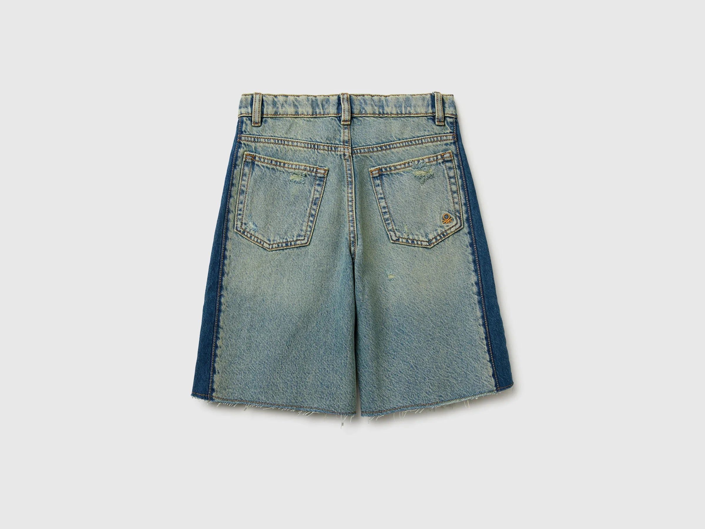 Benetton Blue Boys Two-Tone Denim Bermuda Shorts SKU: 488PC904U_901 Image 02