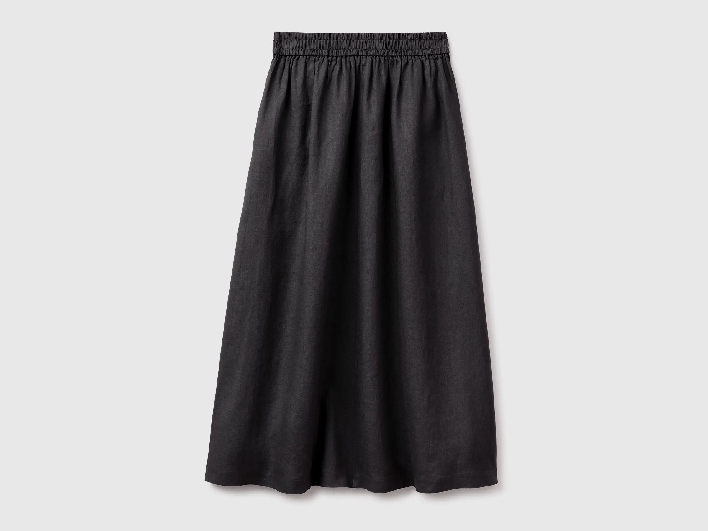 Benetton Black Women Maxi Skirt in Pure Linen SKU: 4AGHD005K_100 Image 02