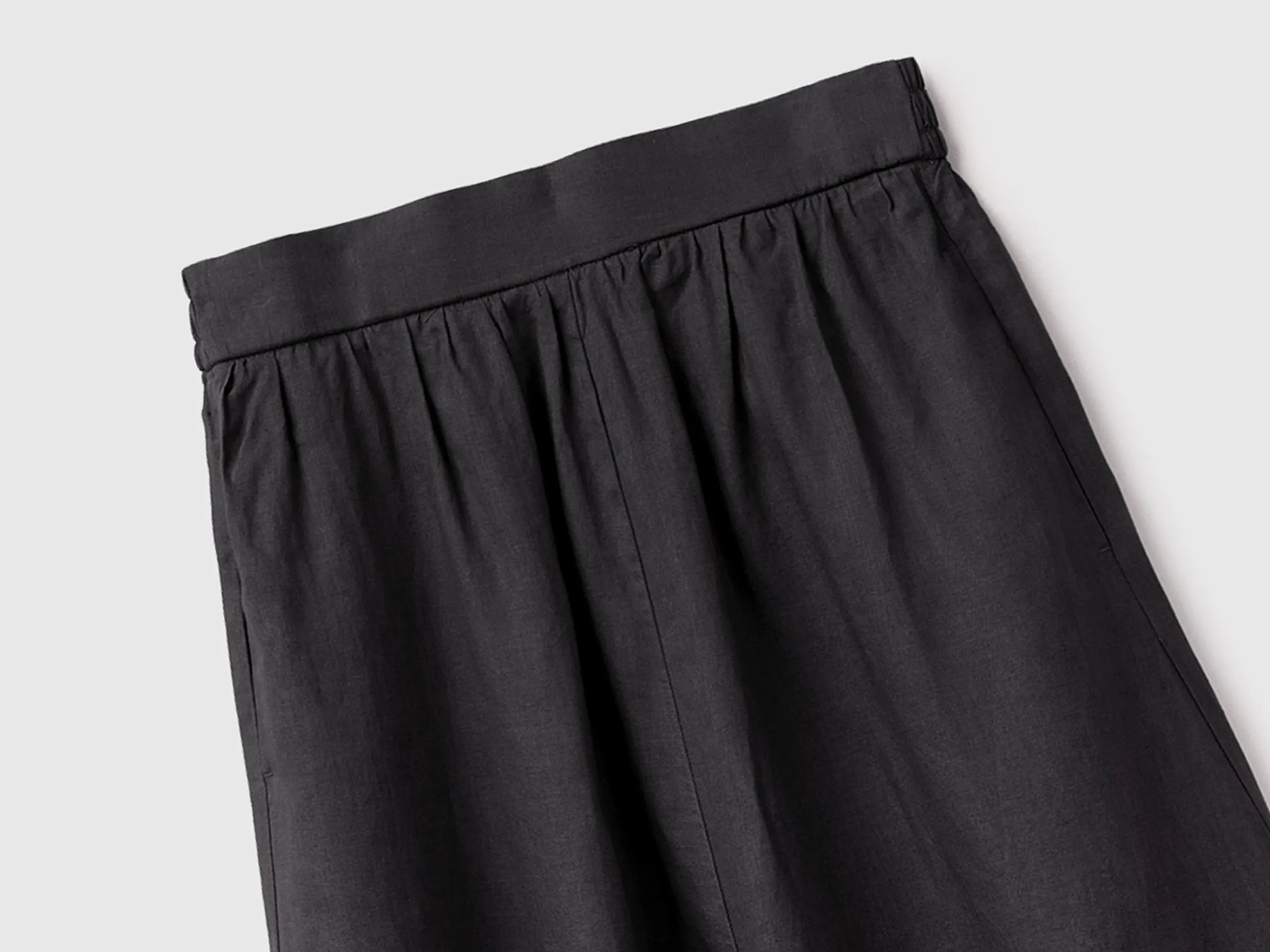 Benetton Black Women Maxi Skirt in Pure Linen SKU: 4AGHD005K_100 Image 03