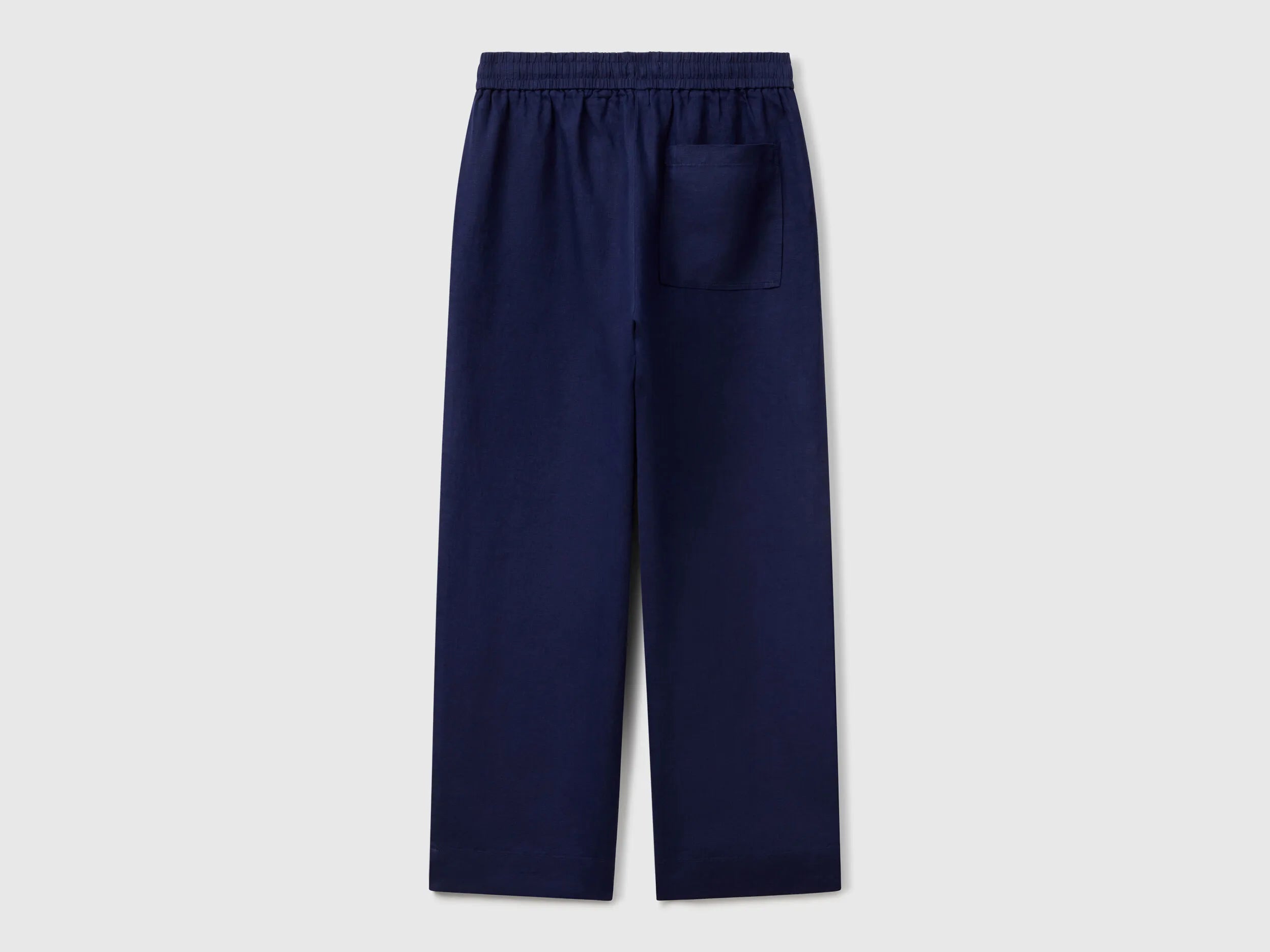 Benetton Dark Blue Women Trousers in Pure Linen with Elastic SKU: 4AGHDF08J_252 Image 02