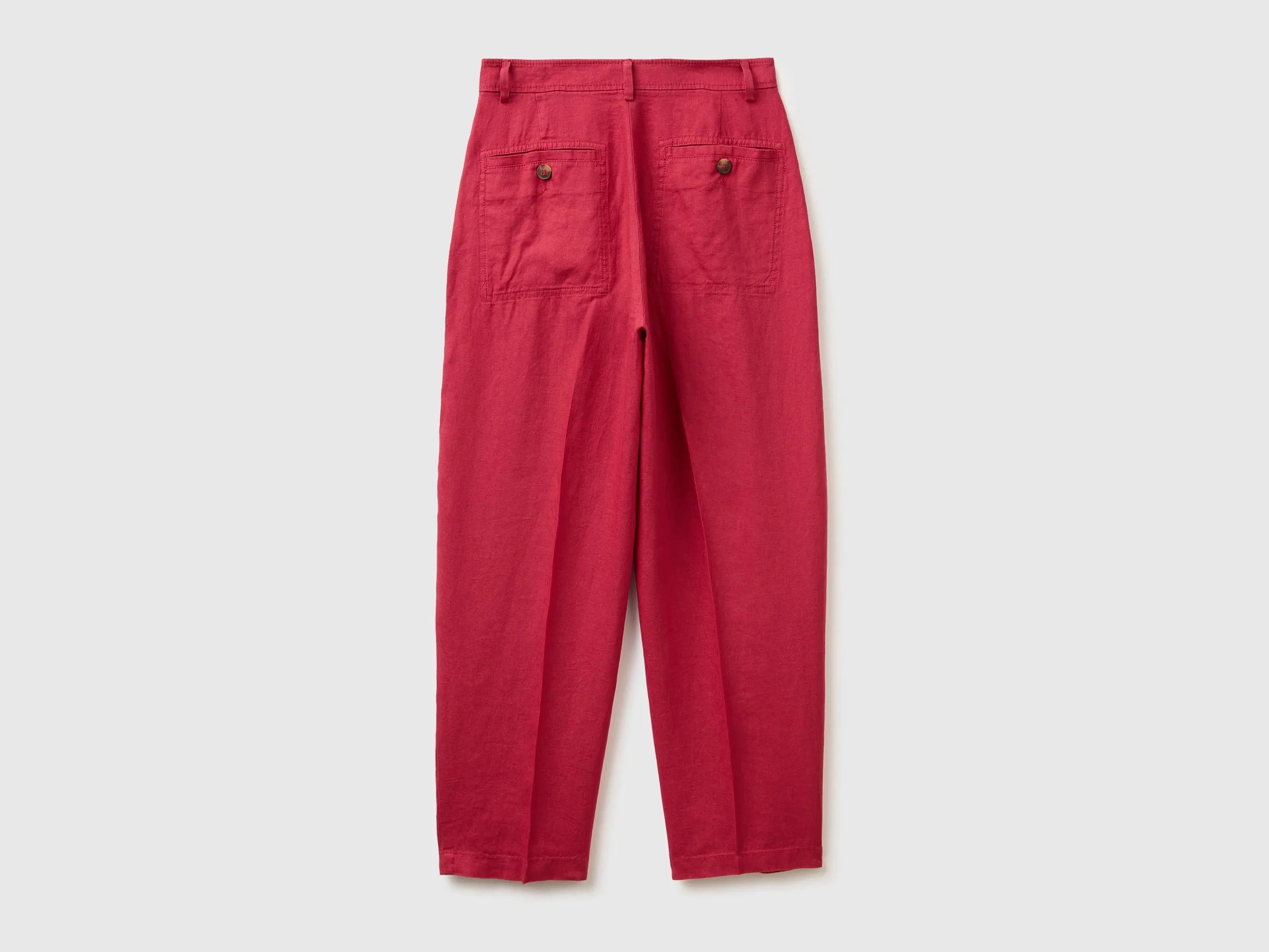 Benetton Strawberry Women 100% Linen Straight Trousers SKU: 4AGHDF0AY_2G1 Image 02