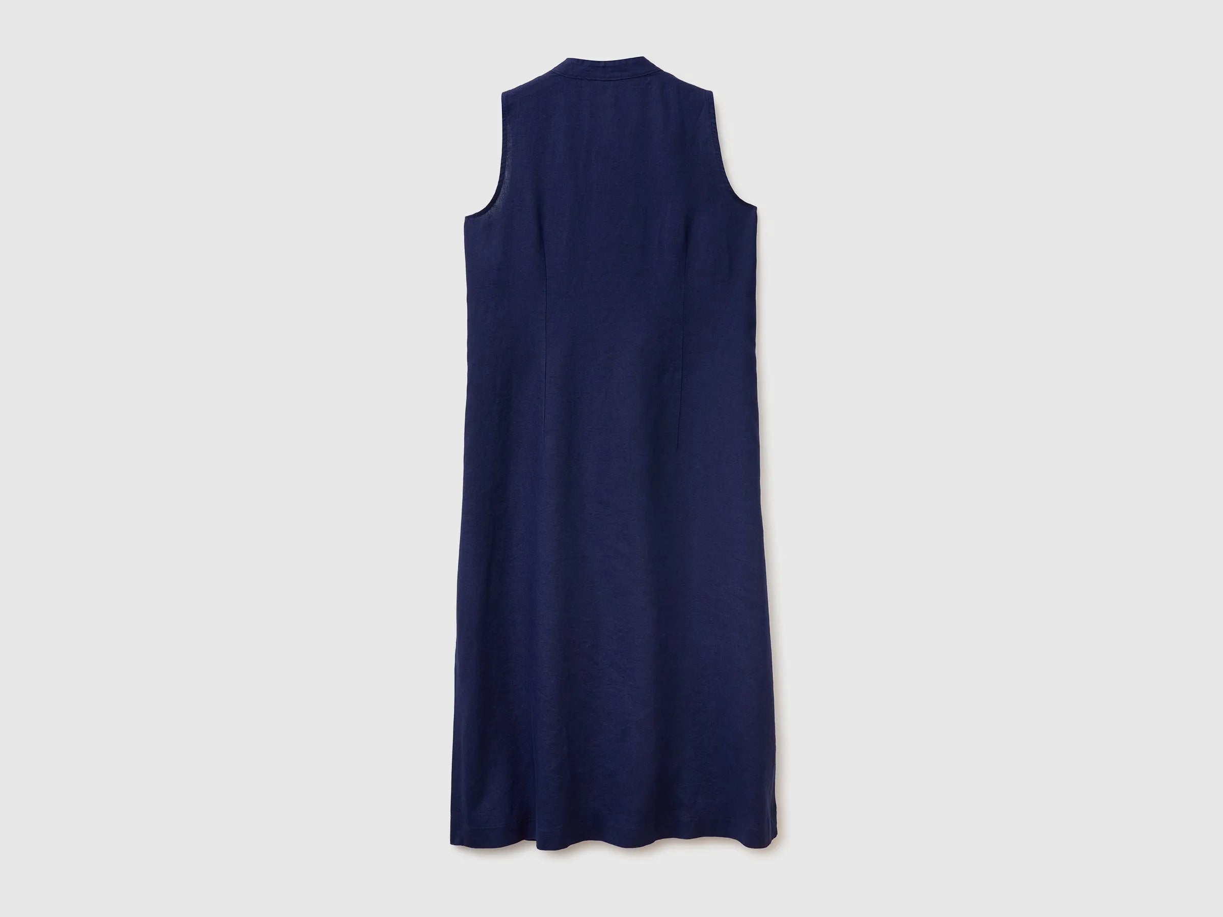 Benetton Dark blue Women Long Dress 100% Linen SKU: 4AGHDV0CD_252 Image 02