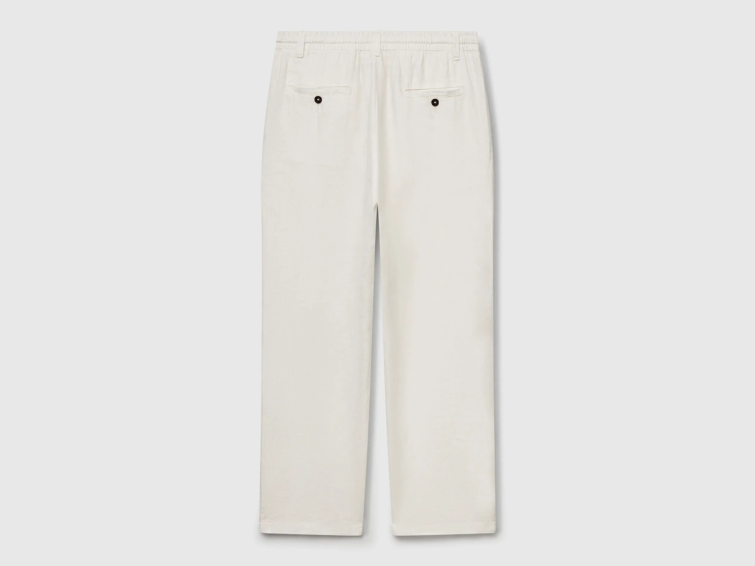 Benetton Creamy white Men Trousers in Pure Linen with Drawstring SKU: 4AGHUF00M_074 Image 06