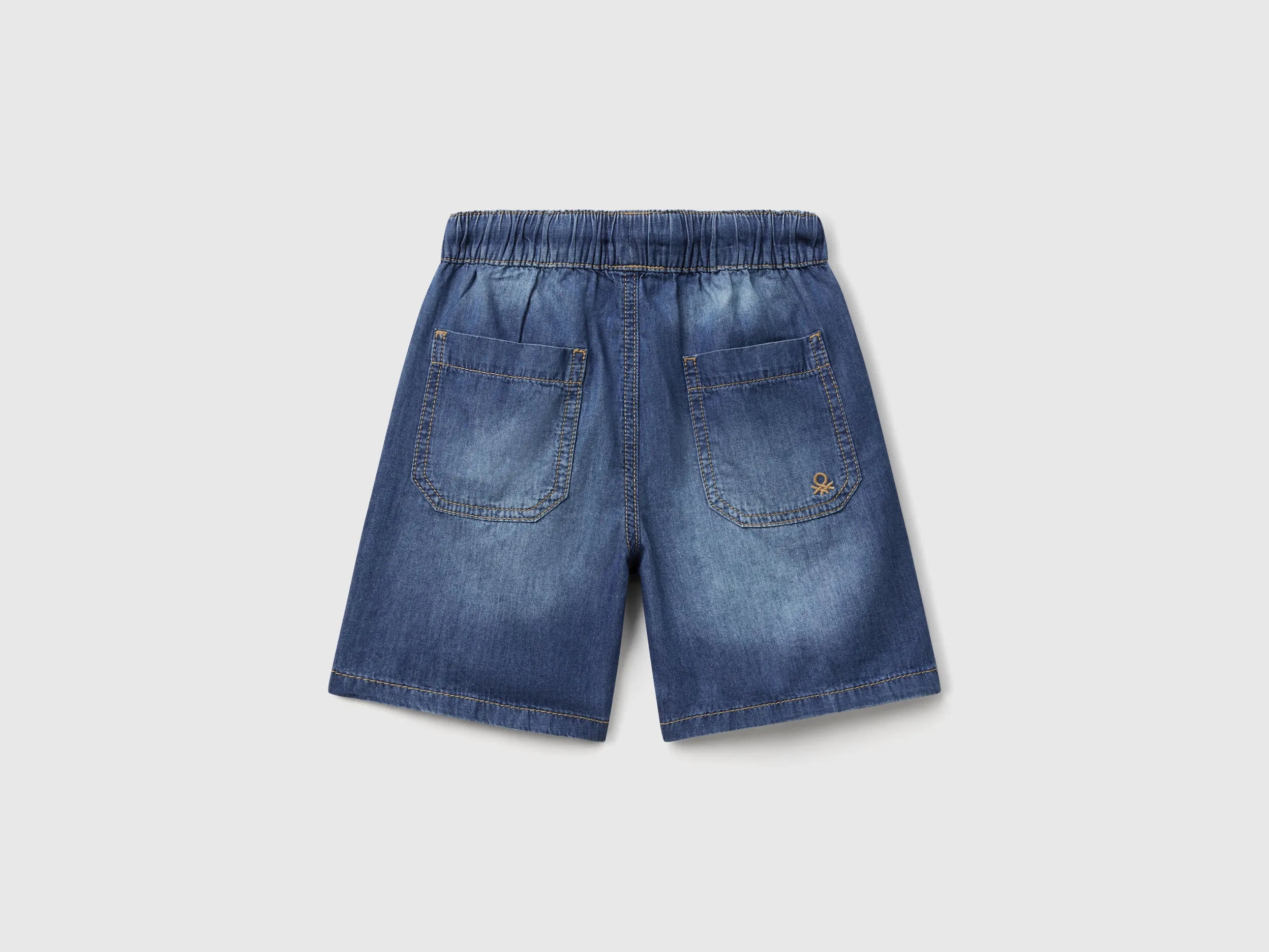Benetton Dark Blue Boys Bermuda Shorts in Chambray SKU: 4DHJG9034_901 Image 02