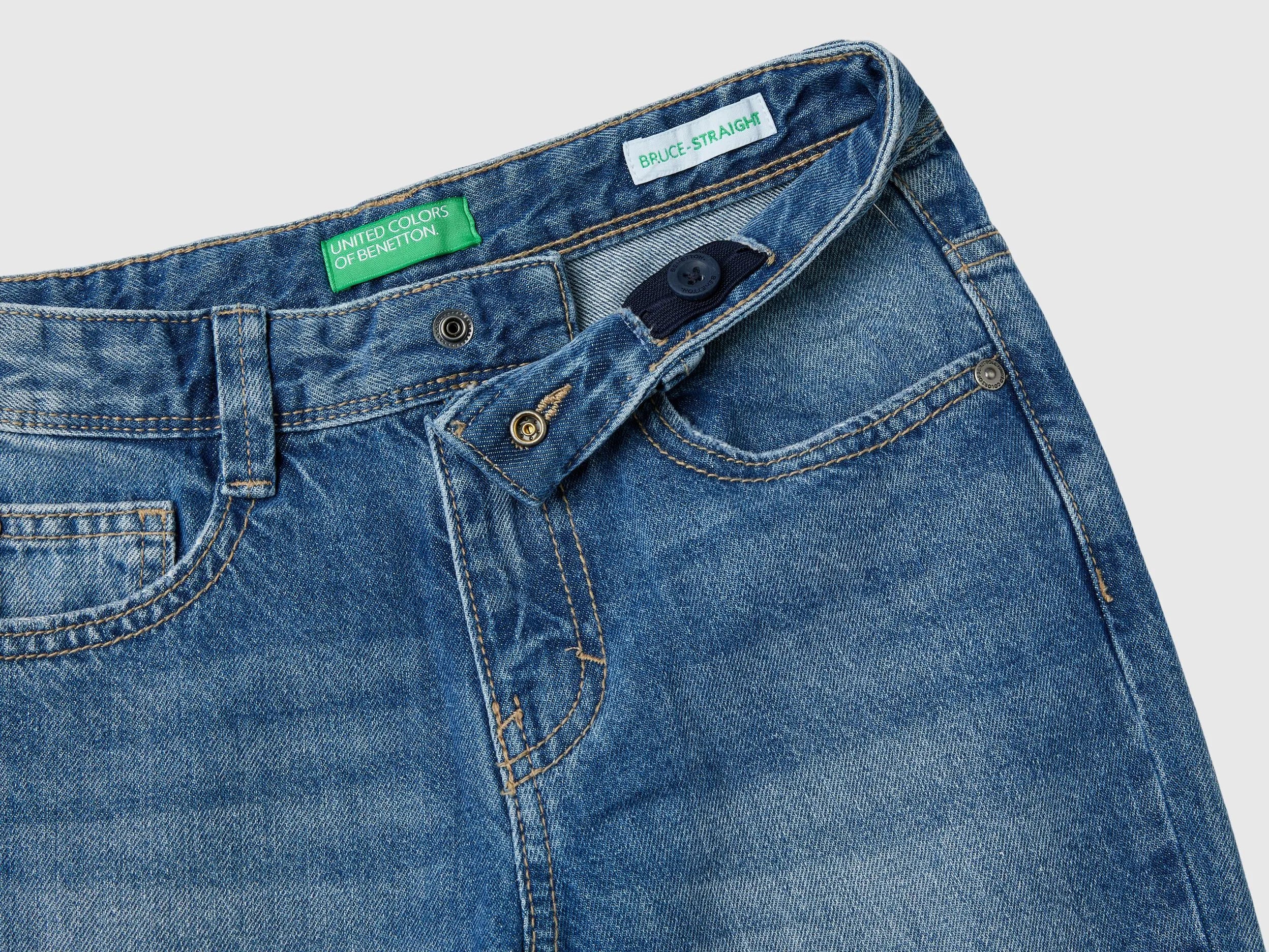 Benetton Light Blue Boys Straight Leg Jeans SKU: 4DW2CE021_902 Image 03