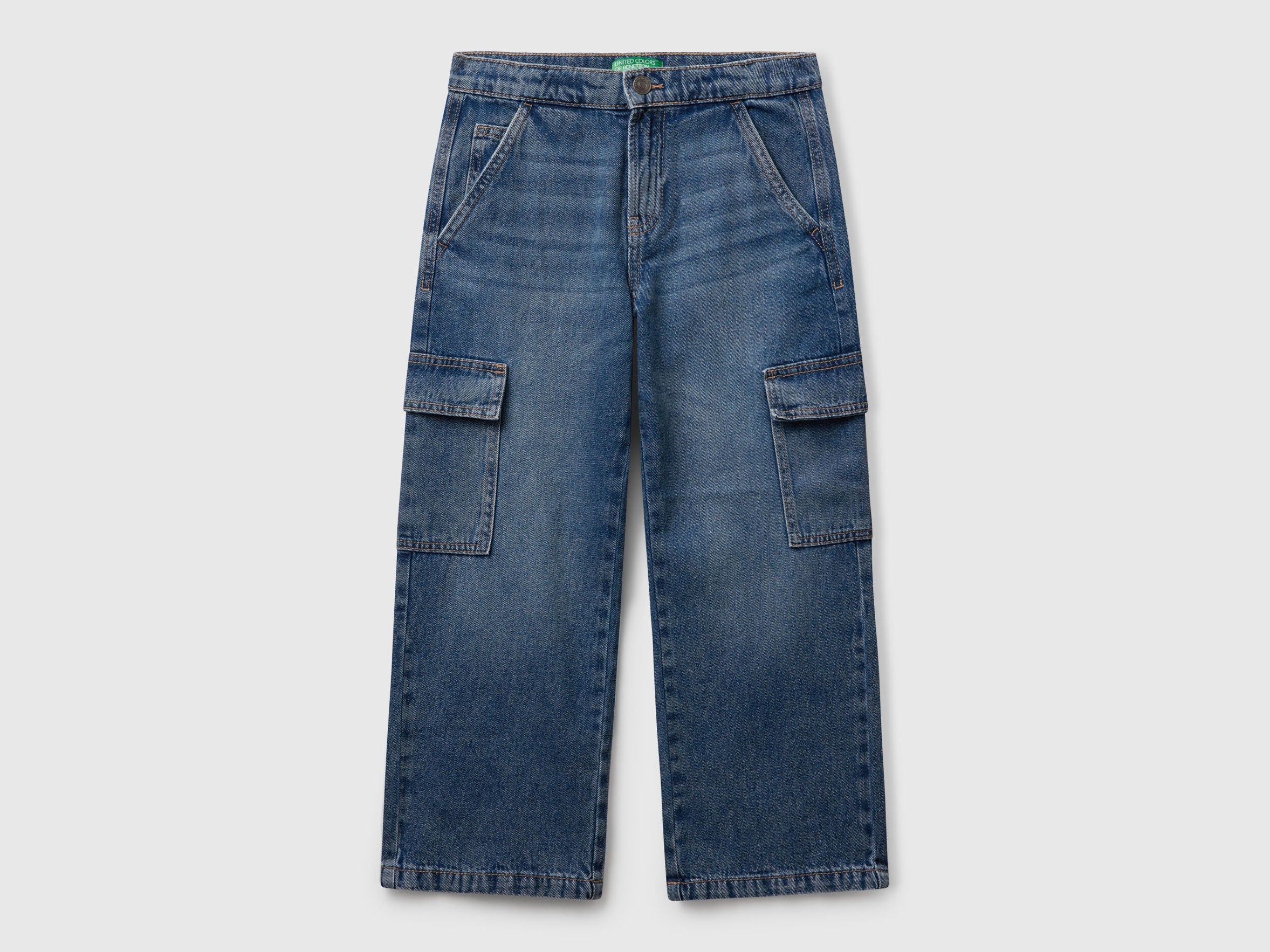 Benetton_Blue_Loose Fit Cargo Jeans_4KEHCF04V_901_01