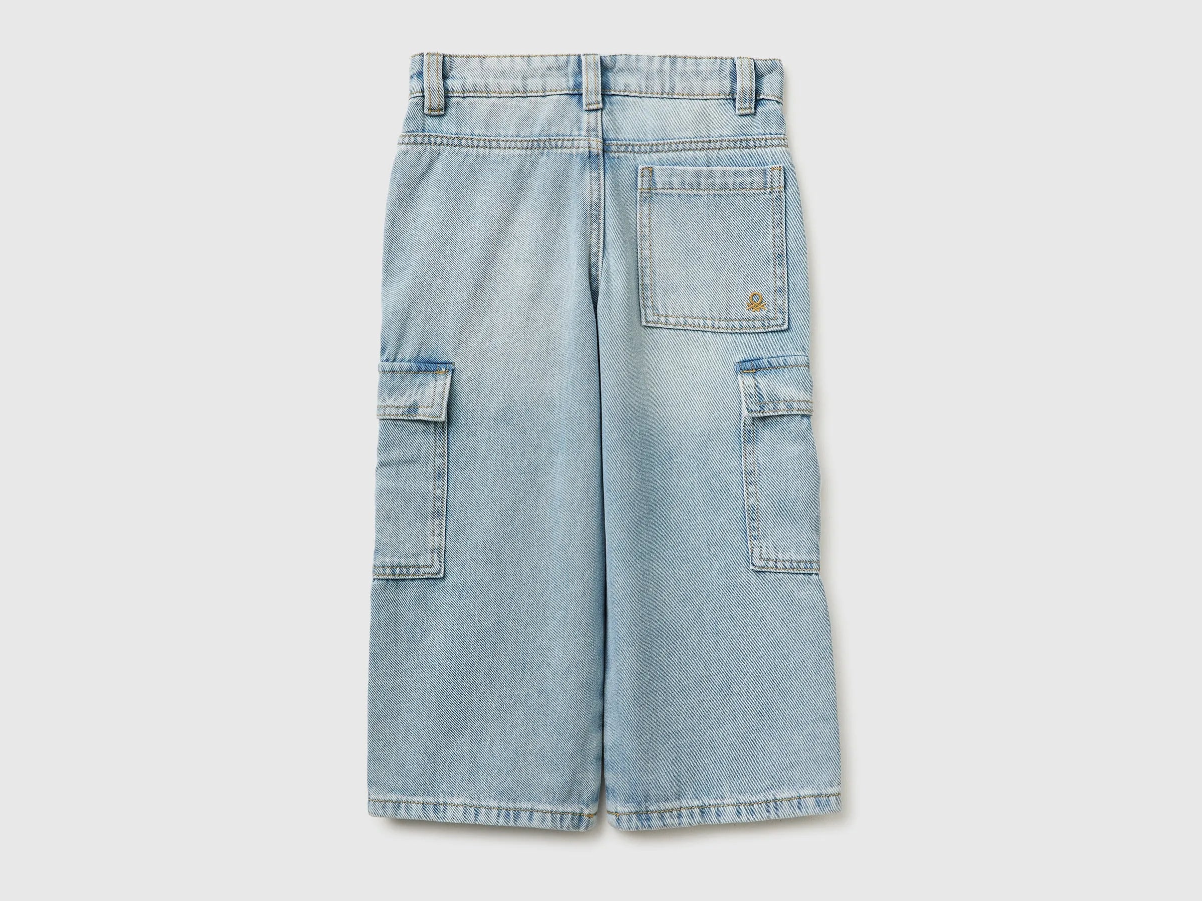 Benetton Blue Boys Loose-Fit Cargo Jeans SKU: 4KEHGF02X_902 Image 02