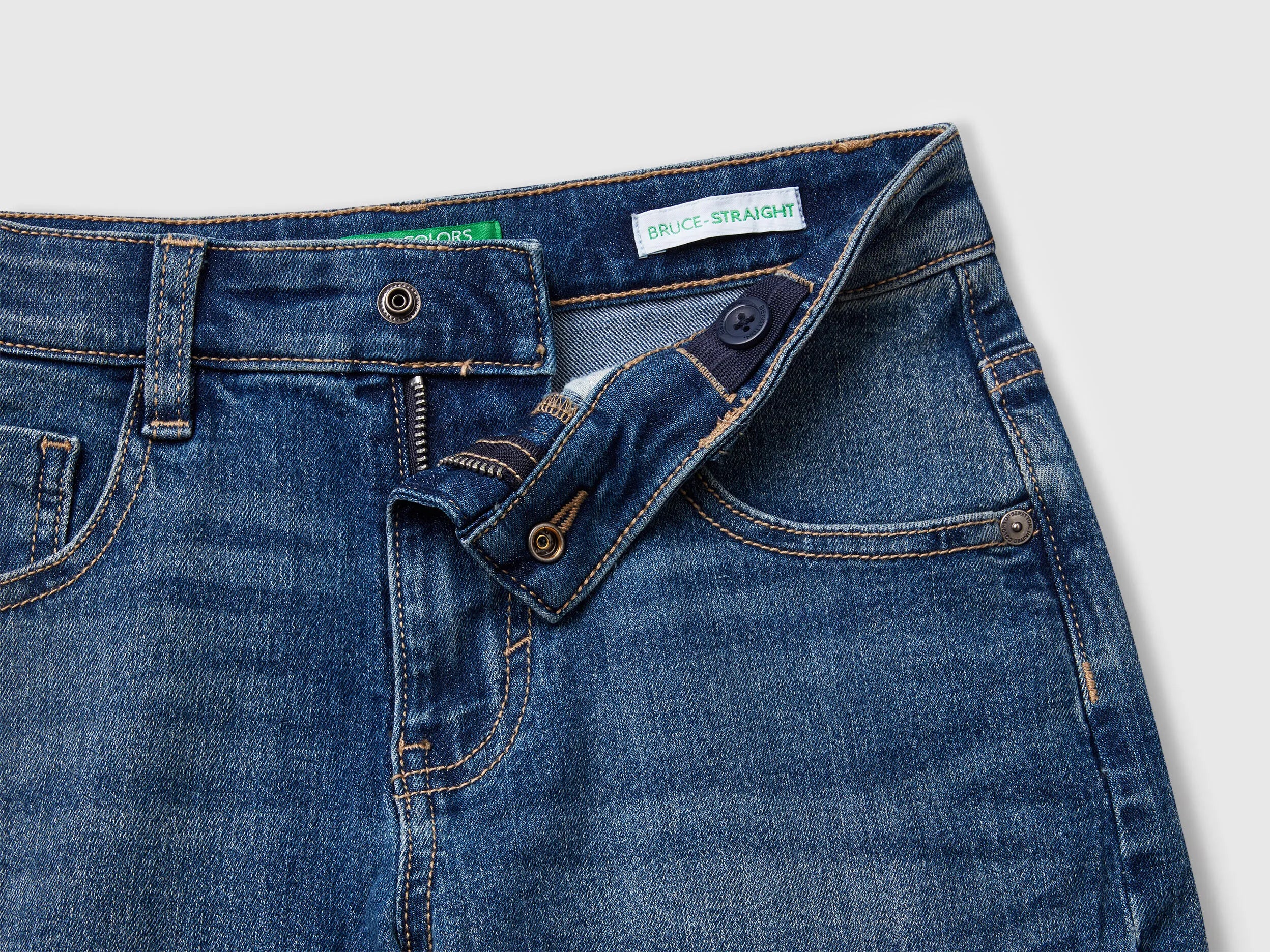 Benetton Dark Blue Boys Straight Fit Denim Bermudas SKU: 4PORC903I_901 Image 03