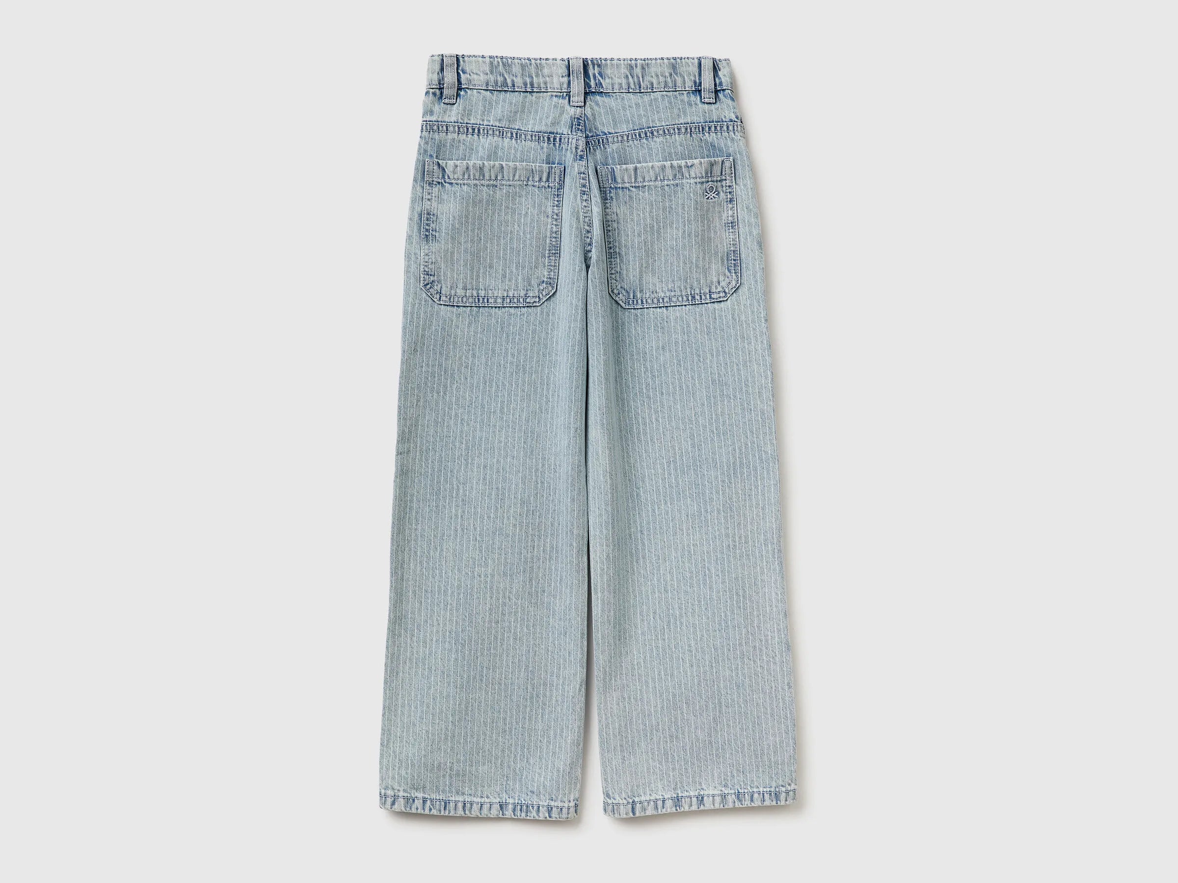 Benetton Sky Blue Boys Loose-Fit Striped Jeans SKU: 4PY3CE04N_901 Image 02