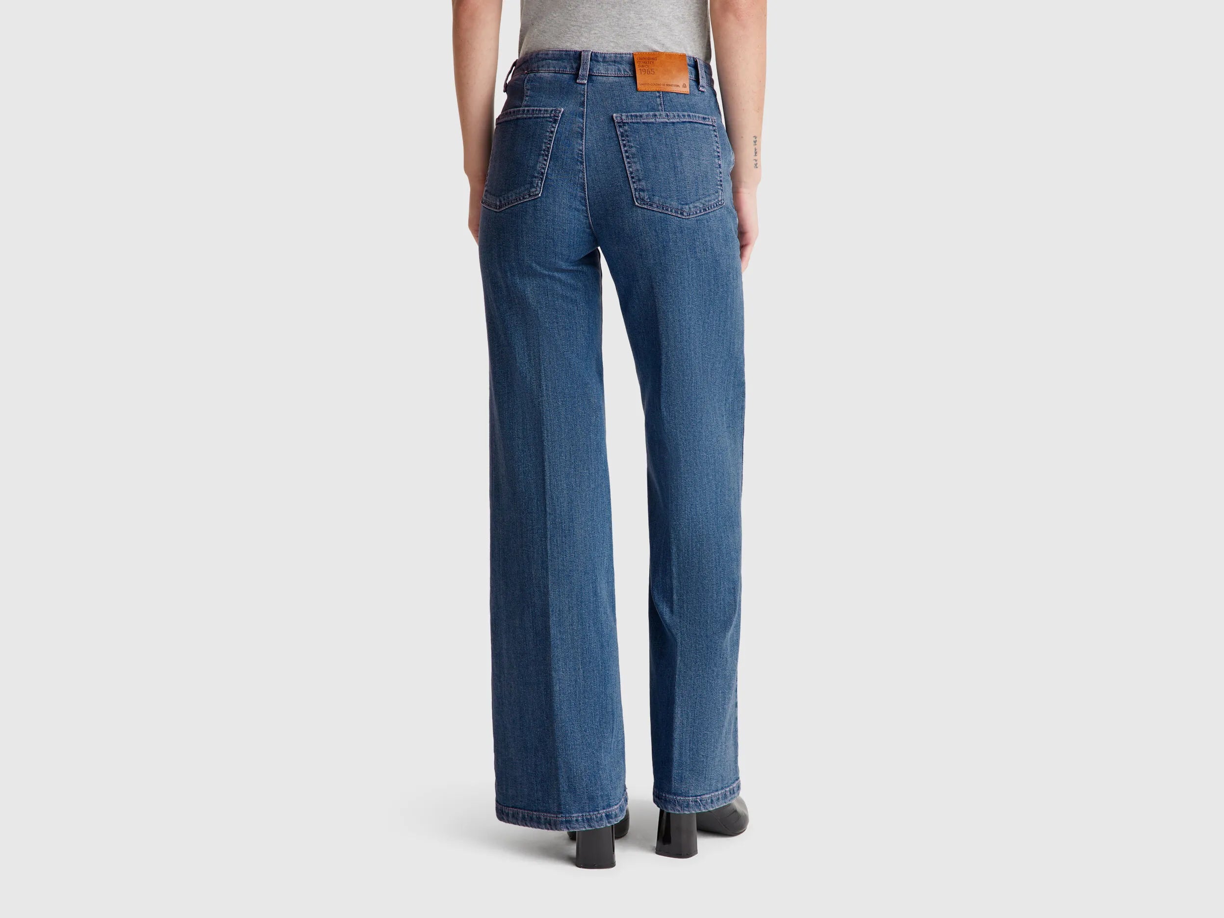 Benetton Light Blue Women Wide Fit Jeans SKU: 4TUT574X5_902 Image 03