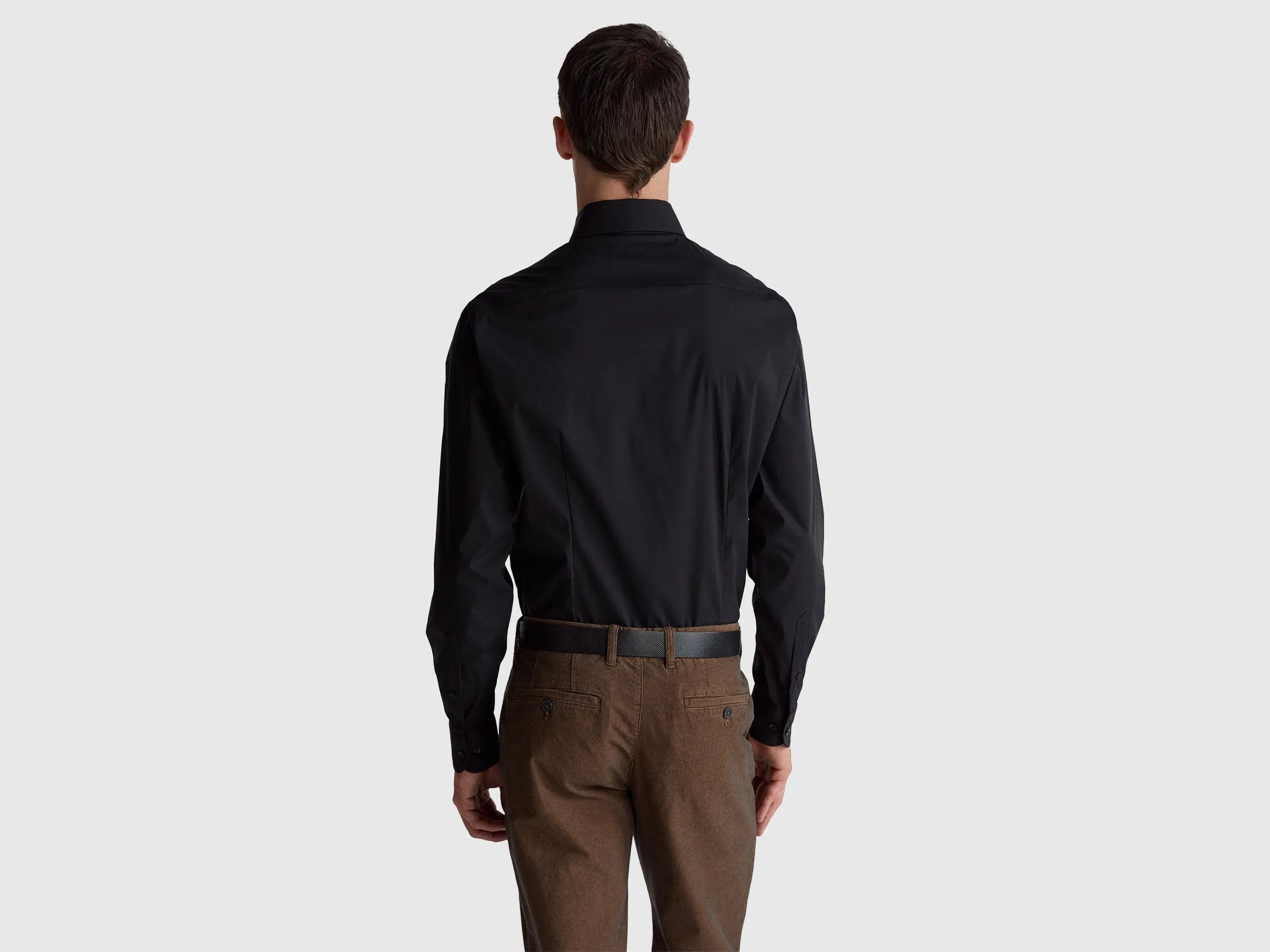 Benetton Black Men Slim Fit Shirt SKU: 551MUQ049_100 Image 03