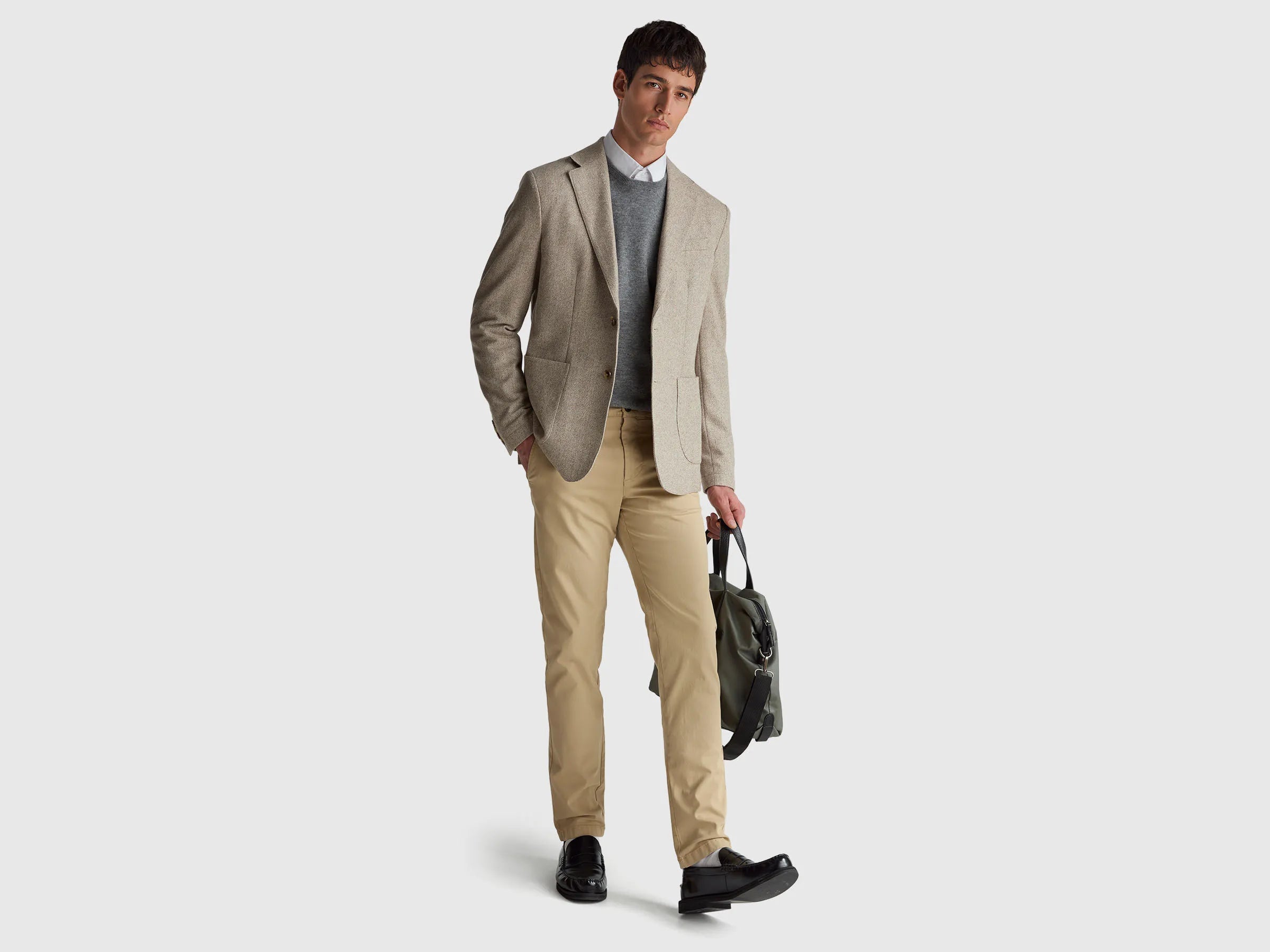 Benetton White Men Slim Fit Shirt SKU: 551MUQ049_101 Image 03