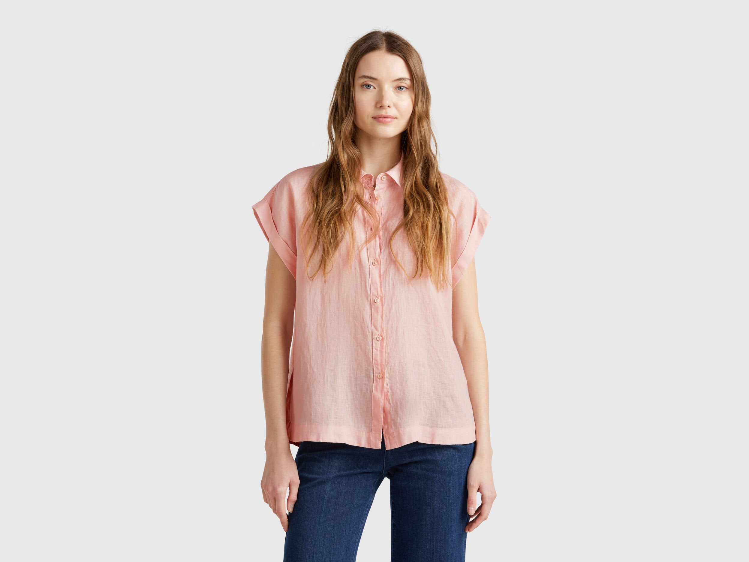 Benetton_Regular Fit Shirt in Pure Linen_5BMLDQ06V_04U_01