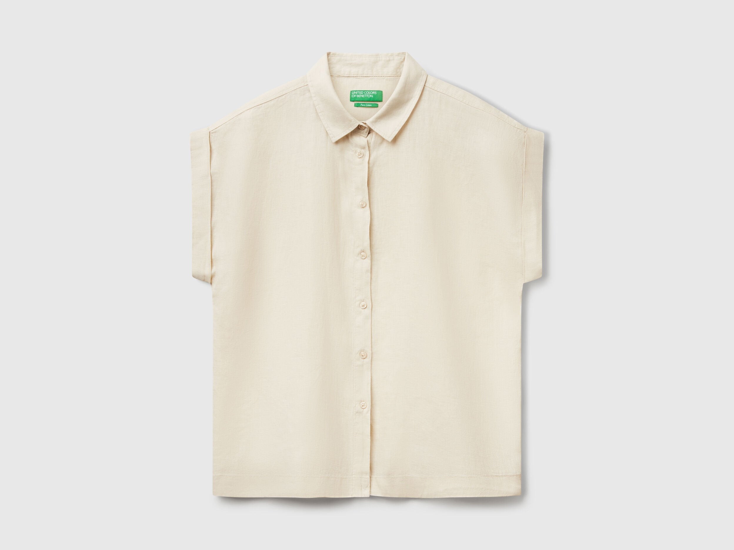Benetton_Regular Fit Shirt in Pure Linen_5BMLDQ06V_152_04