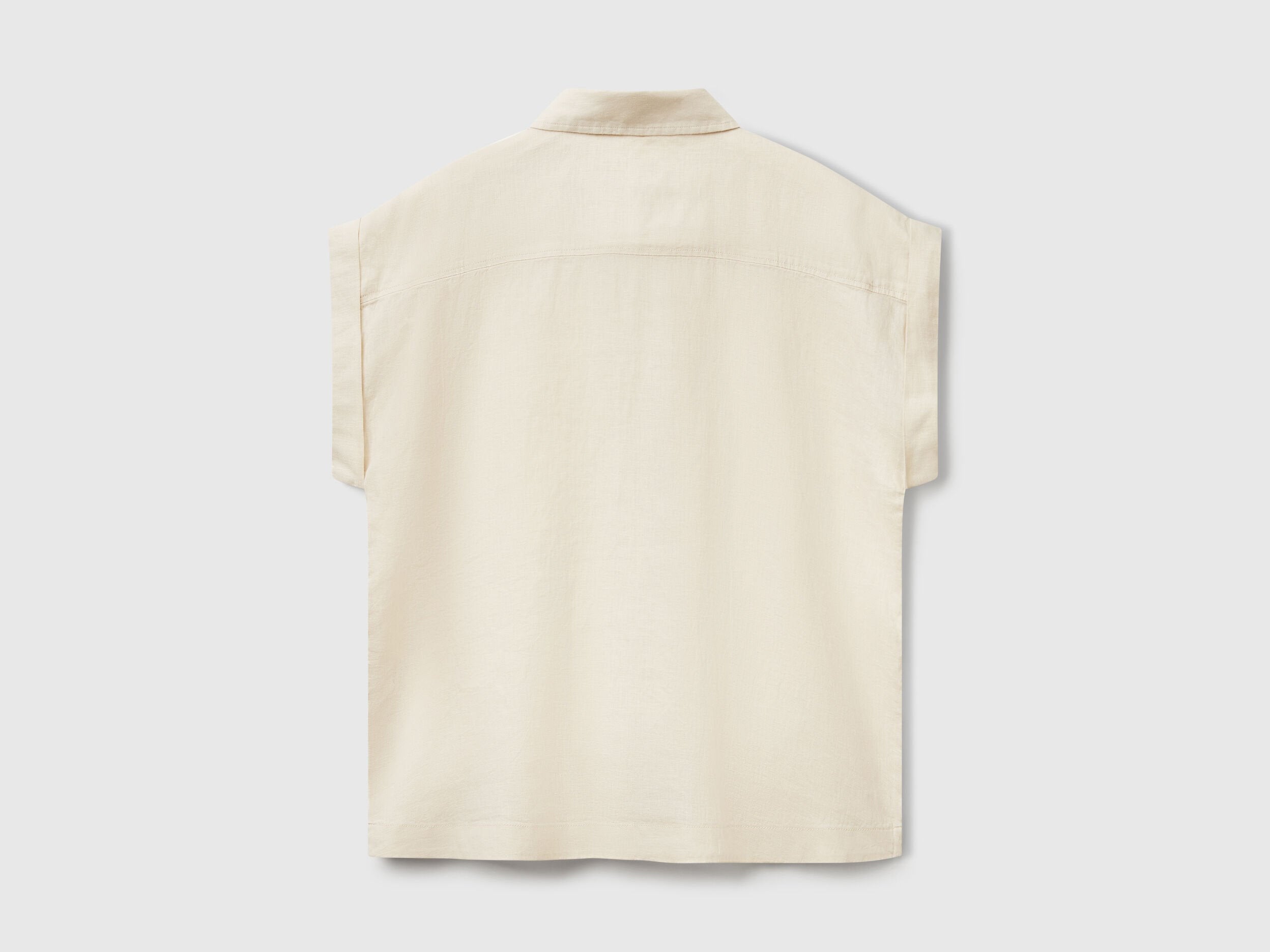 Benetton_Regular Fit Shirt in Pure Linen_5BMLDQ06V_152_05
