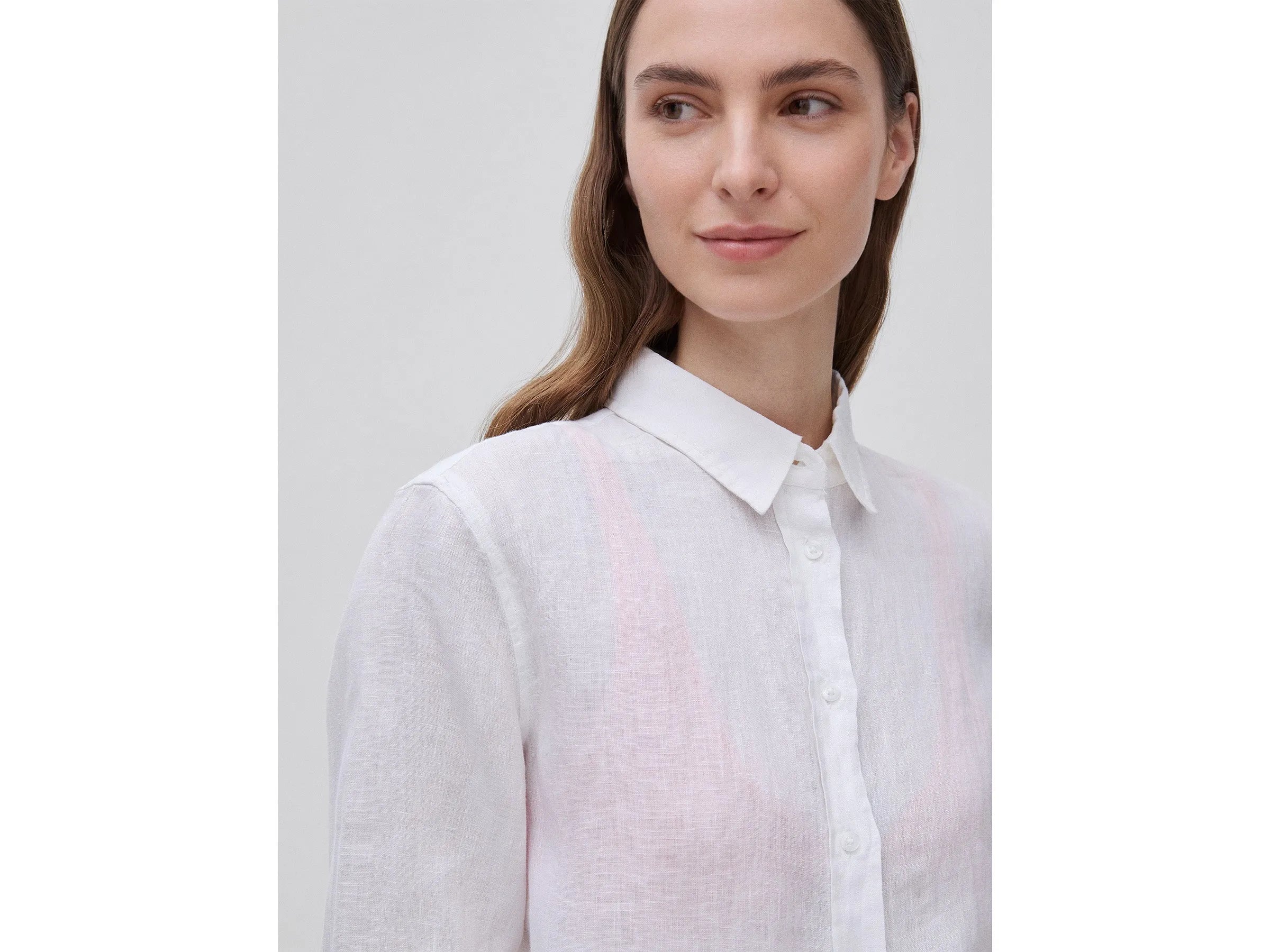 Benetton White Women Regular Fit Shirt in Pure Linen SKU: 5BMLDQ0D9_101 Image 04