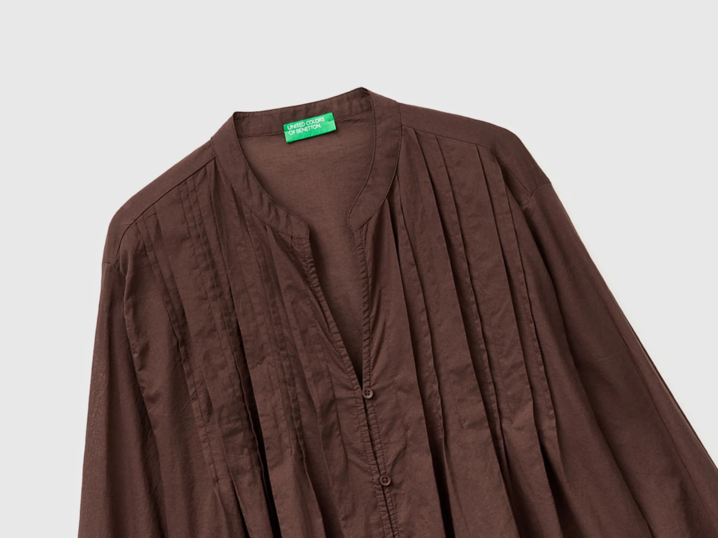 Benetton Brown Women Lightweight Blouse with Pleats SKU: 5SI1DQ0E5_33T Image 03