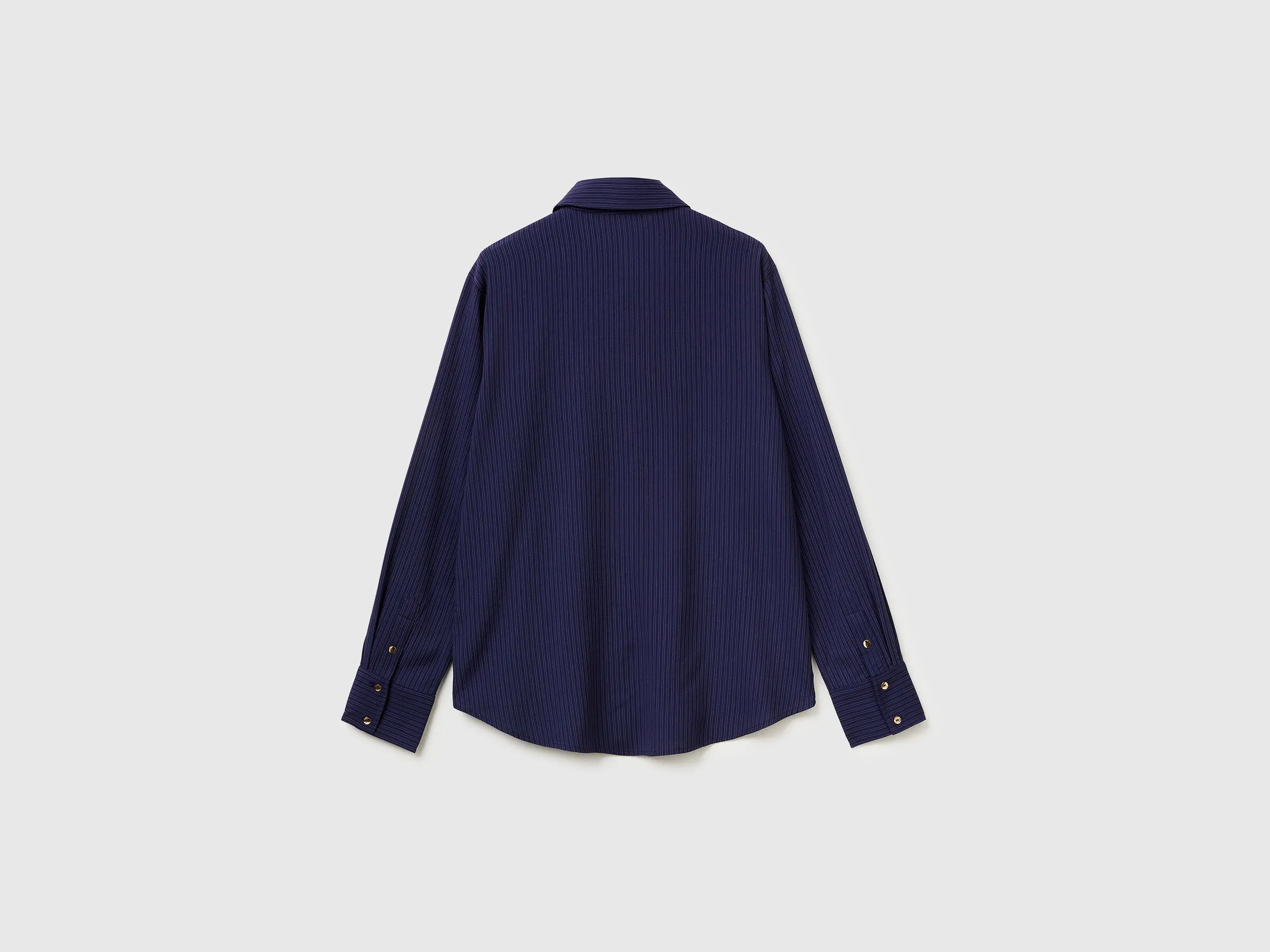 Benetton Dark Blue Women Flowing Striped Shirt SKU: 5X0VDQ0DC_852 Image 02