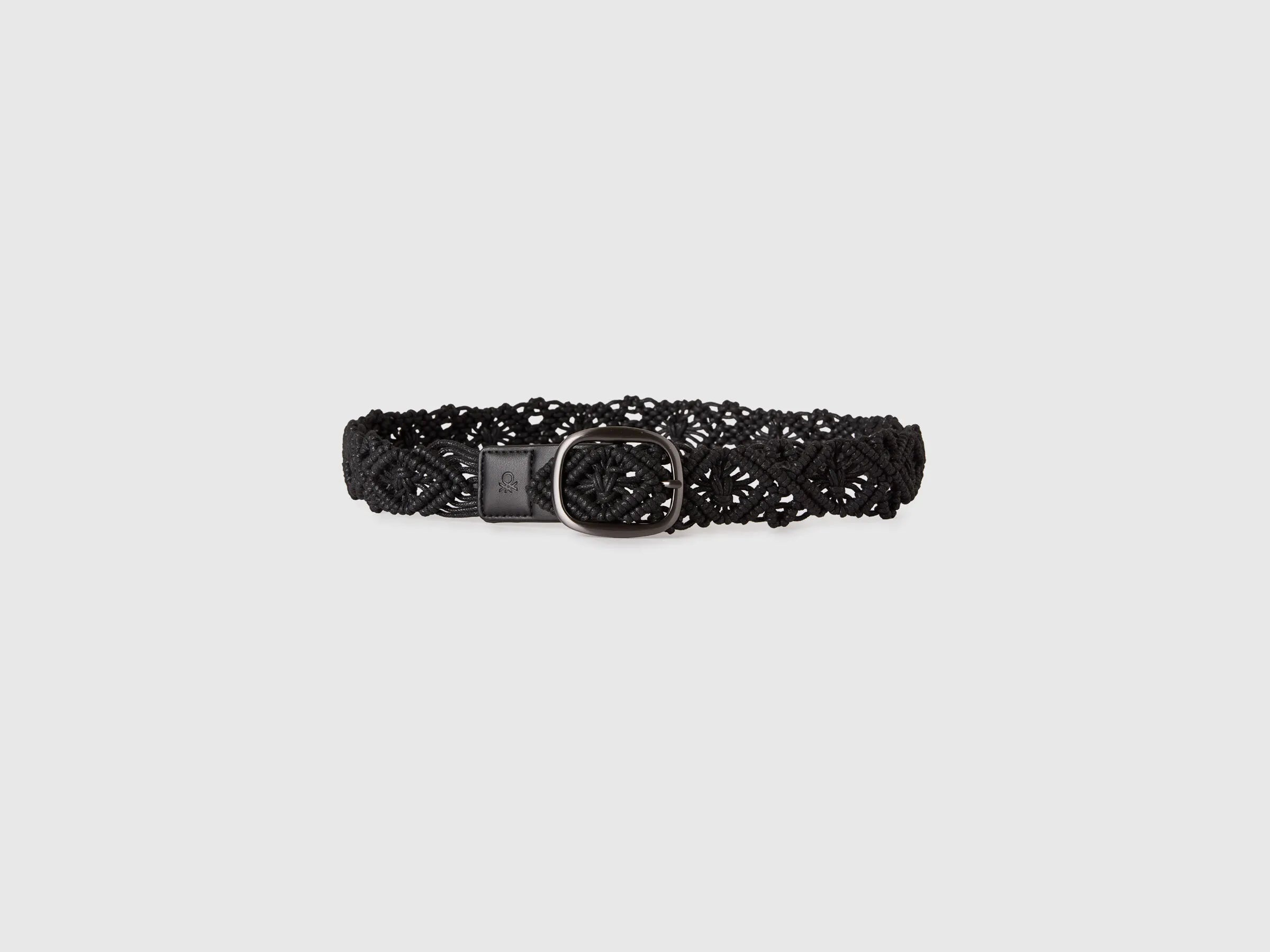 Benetton Black Women Crochet Belt SKU: 6XGSVL00E_100 Image 02