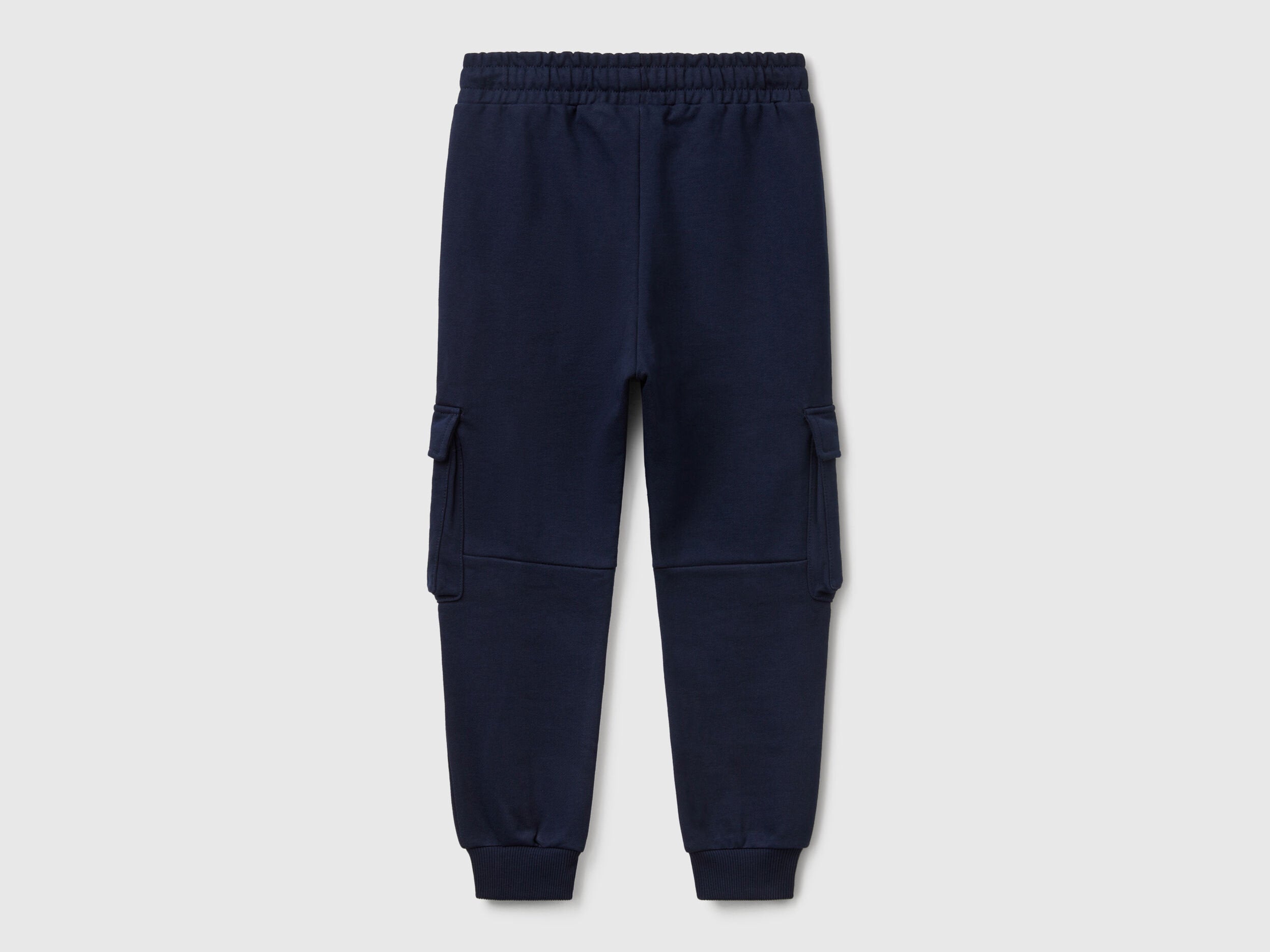Benetton boys dark blue cargo sweatpants back view
