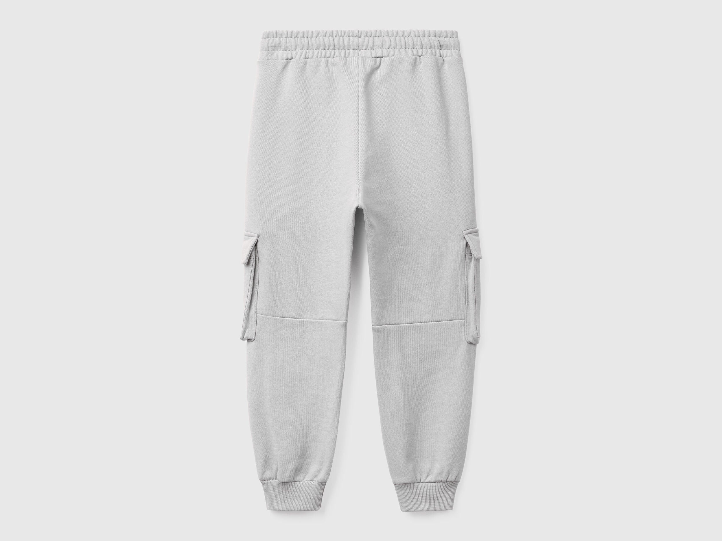 Benetton boys grey cargo sweatpants back view
