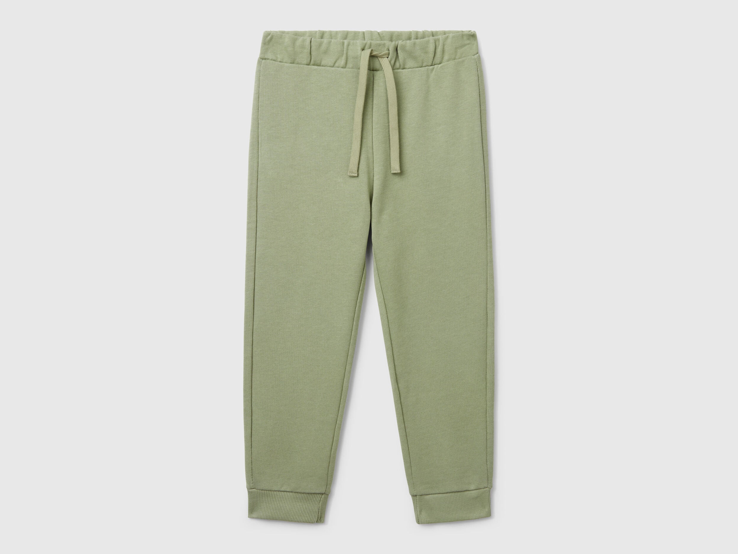 Benetton boys olive green organic cotton sweatpants front view