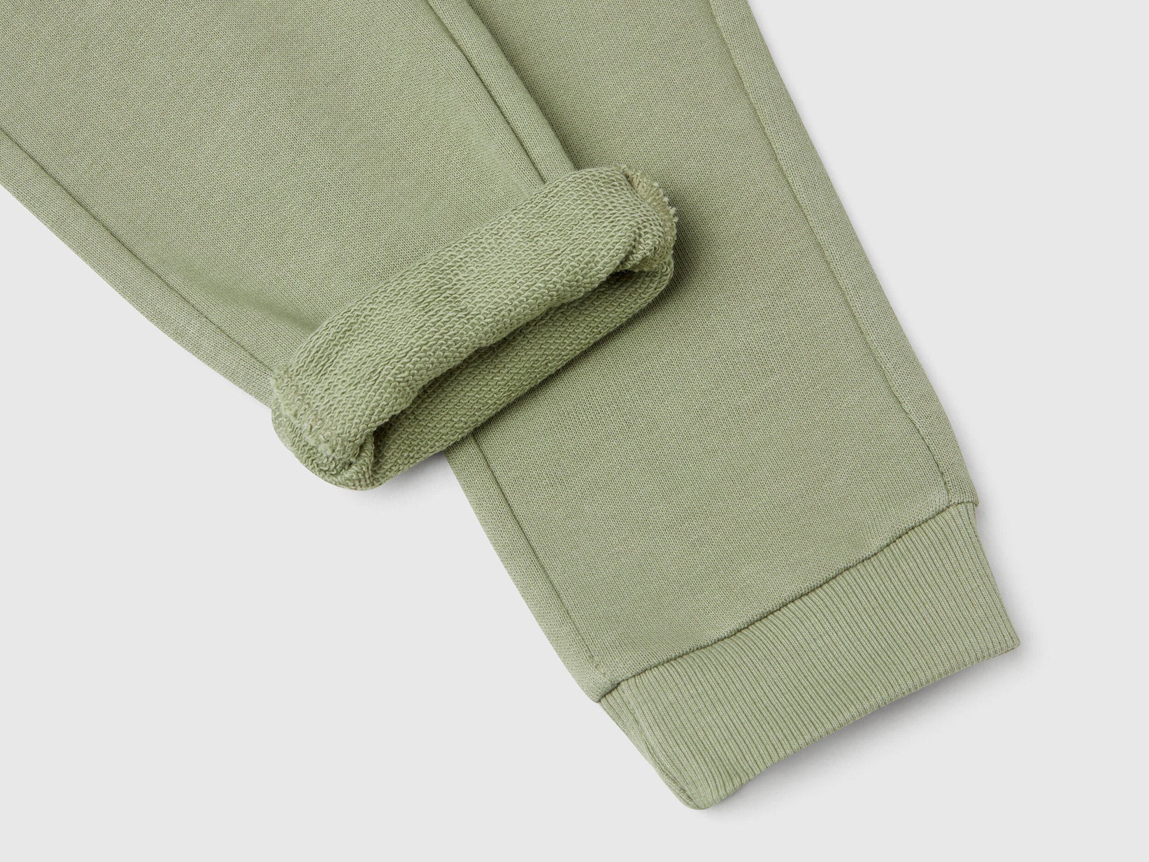 Benetton boys olive green sweatpants detail of ribbed cuffs and logo