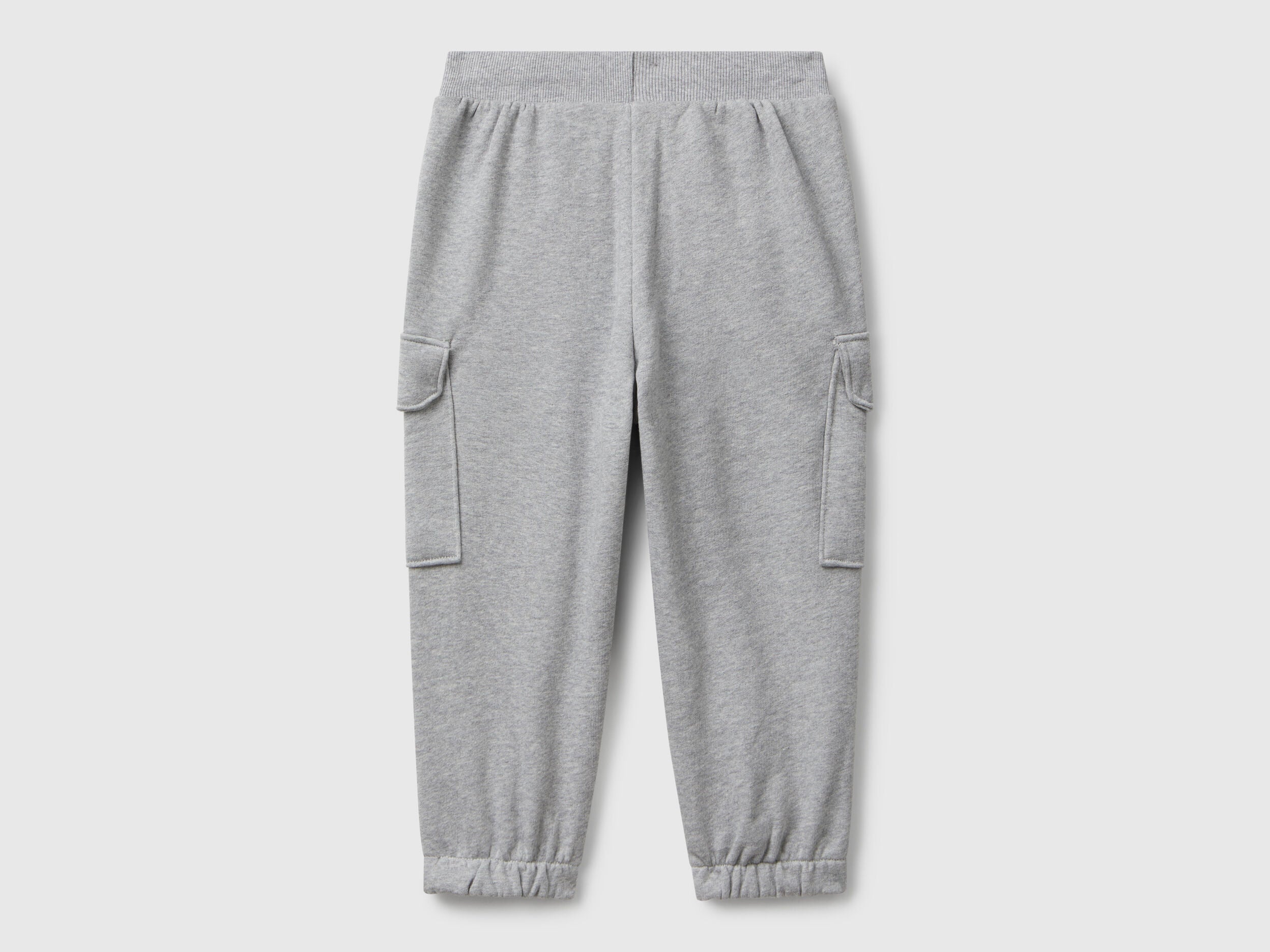 Back view of Benetton cargo joggers with drawstring waist