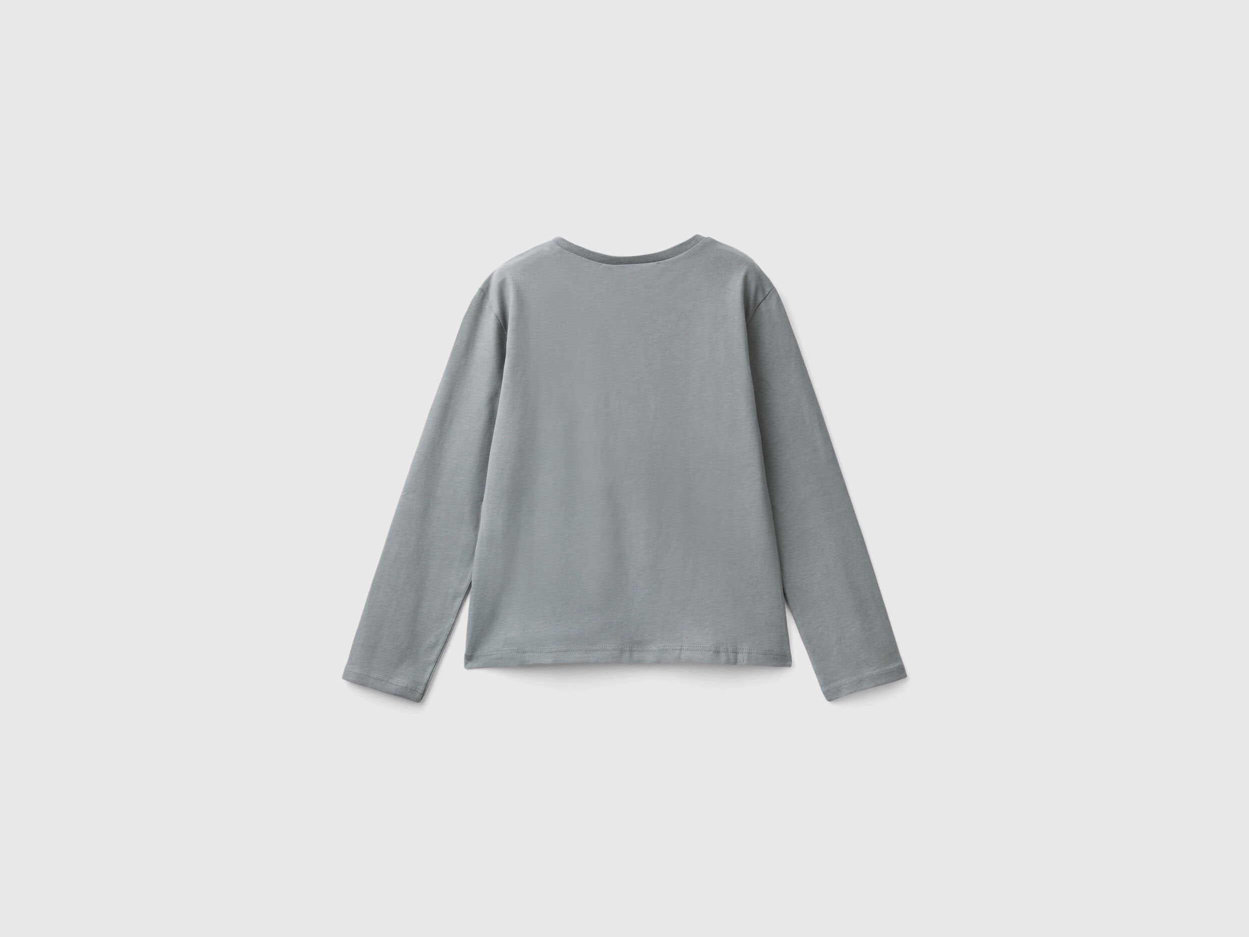 Back view of a plain gray long-sleeve t-shirt, part of the Barbie collection. Soft fabric.