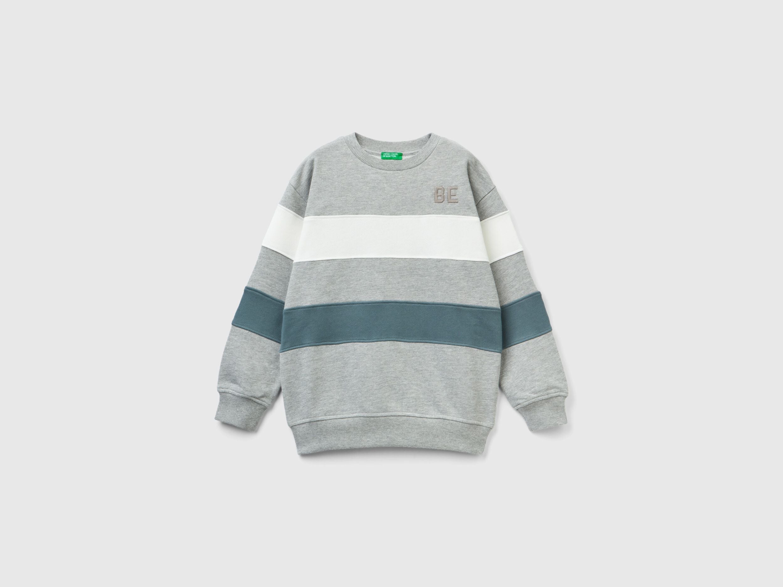 Striped Sweatshirt With "Be" Embroidery