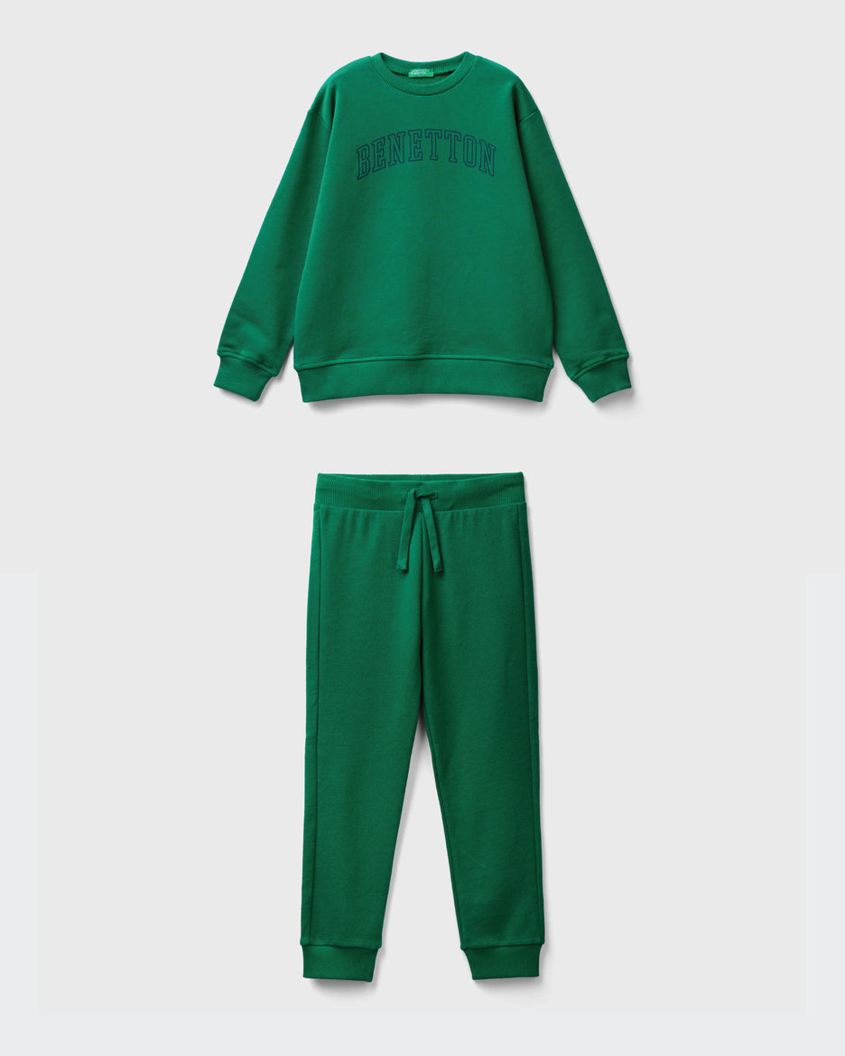 100% Cotton Sweatshirt Tracksuit With Logo Print _01