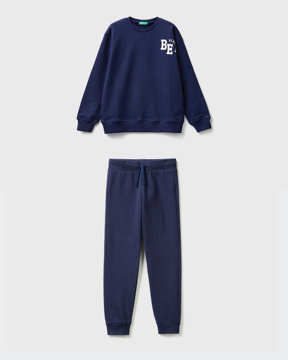 100% Cotton Sweatshirt Tracksuit With Logo Print _01