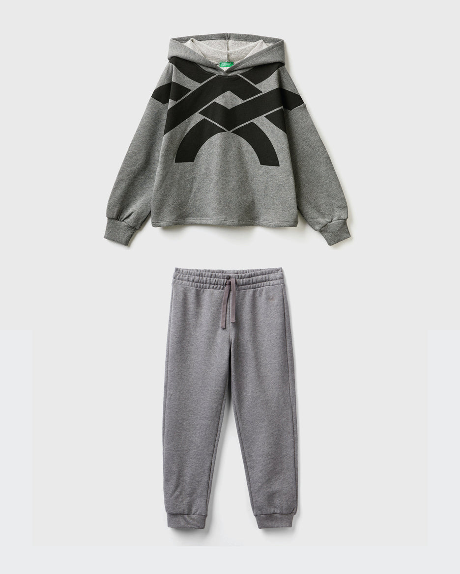 100% Cotton Oversized Hoodie Tracksuit With Logo_01