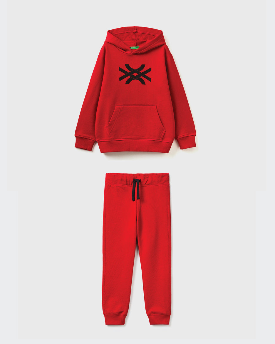 100% Cotton Hoodie Tracksuit With Logo_01