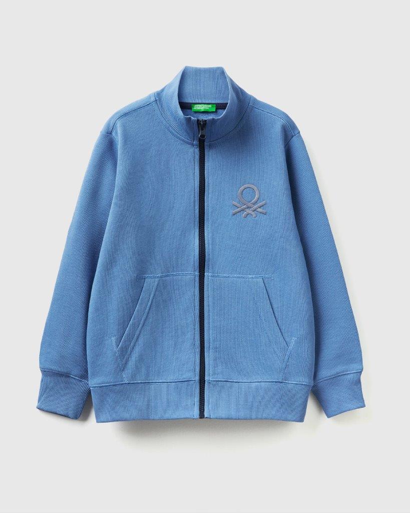 100% Cotton Zip-Up Sweatshirt Tracksuit With "Be" Embroidery_02