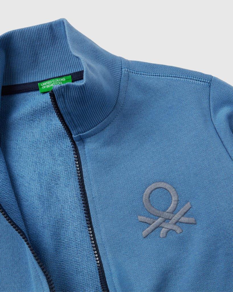100% Cotton Zip-Up Sweatshirt Tracksuit With "Be" Embroidery_03