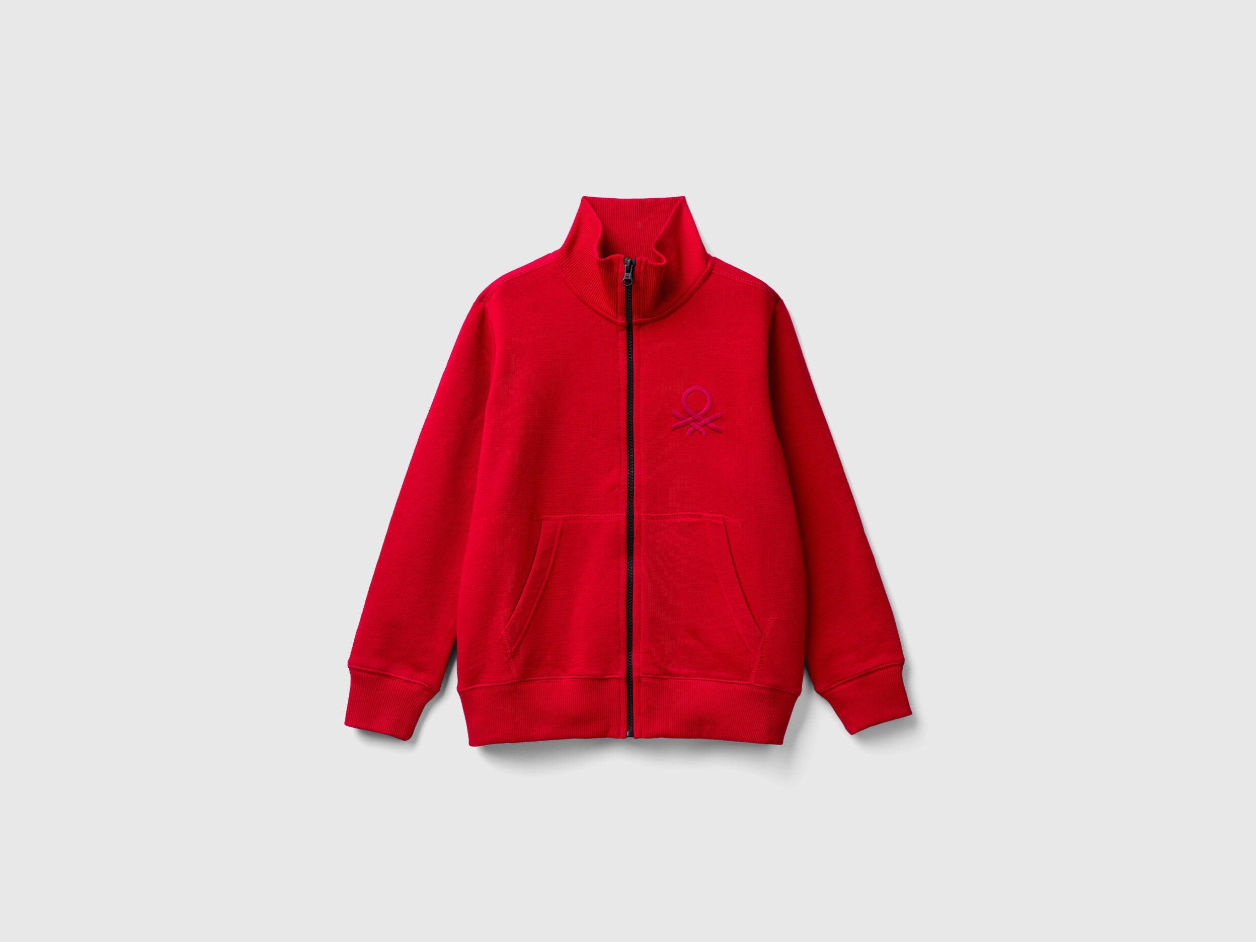 100% Cotton Zip-Up Sweatshirt Tracksuit With "Be" Embroidery_02