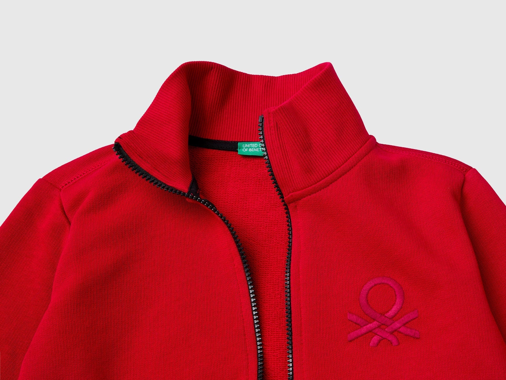 100% Cotton Zip-Up Sweatshirt Tracksuit With "Be" Embroidery_03