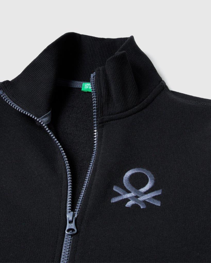 100% Cotton Zip-Up Sweatshirt Tracksuit With "Be" Embroidery_03