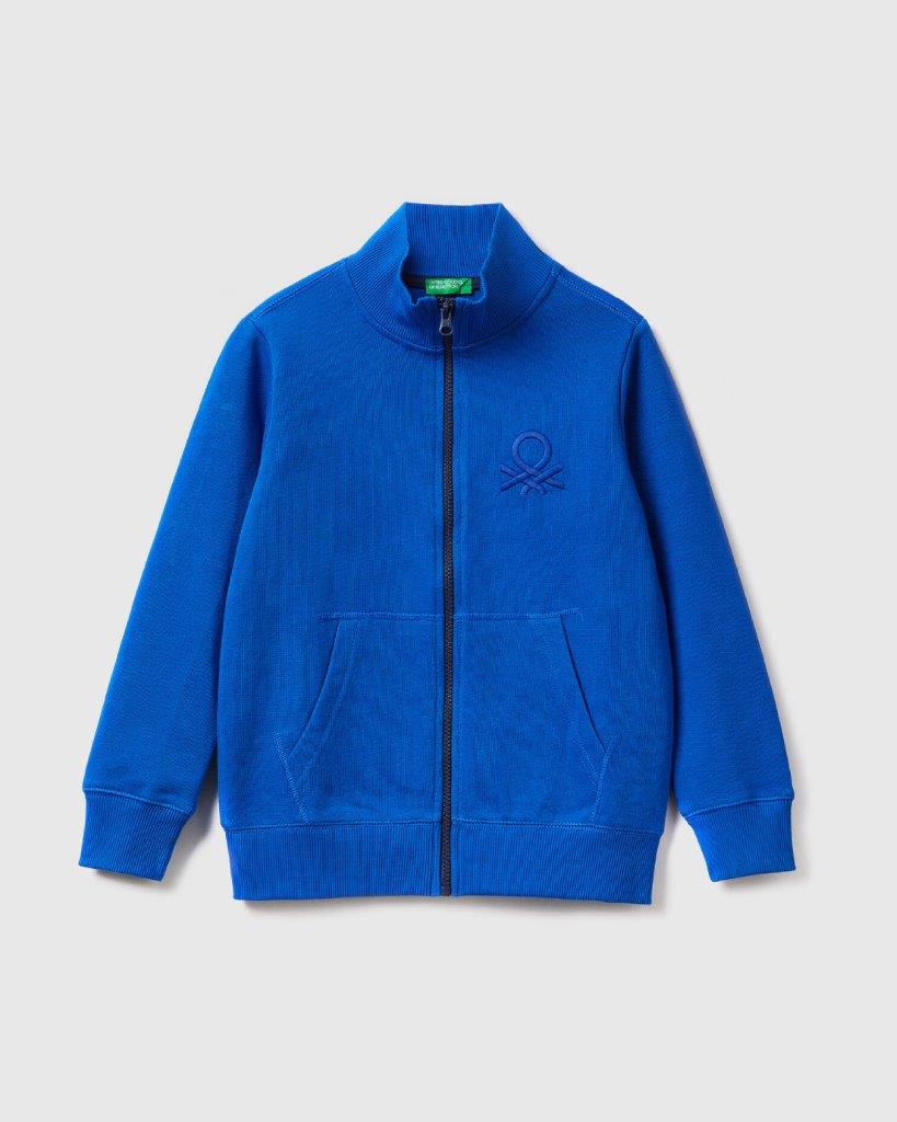 100% Cotton Zip-Up Sweatshirt Tracksuit With "Be" Embroidery_02