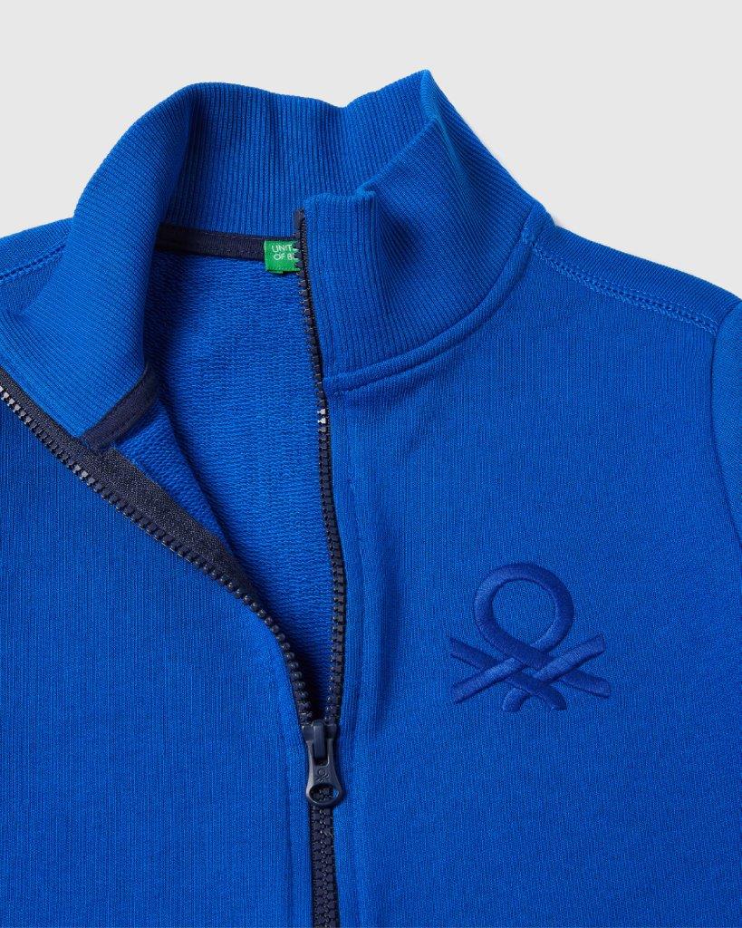 100% Cotton Zip-Up Sweatshirt Tracksuit With "Be" Embroidery_03