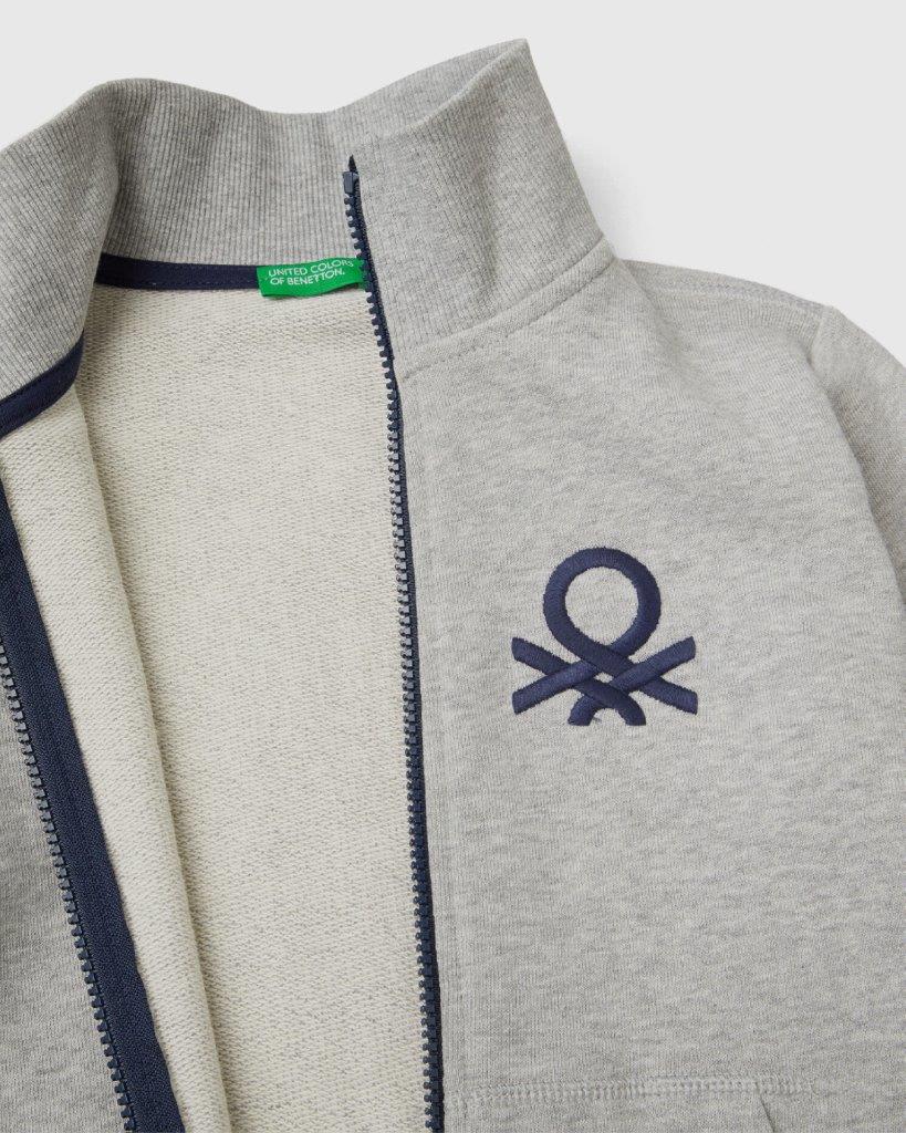100% Cotton Zip-Up Sweatshirt Tracksuit With "Be" Embroidery_03