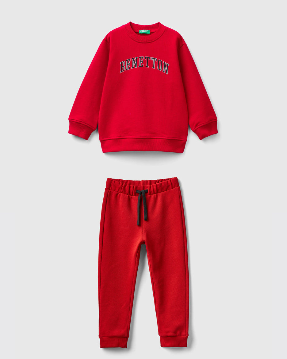 100% Cotton Sweatshirt Tracksuit With Logo _01