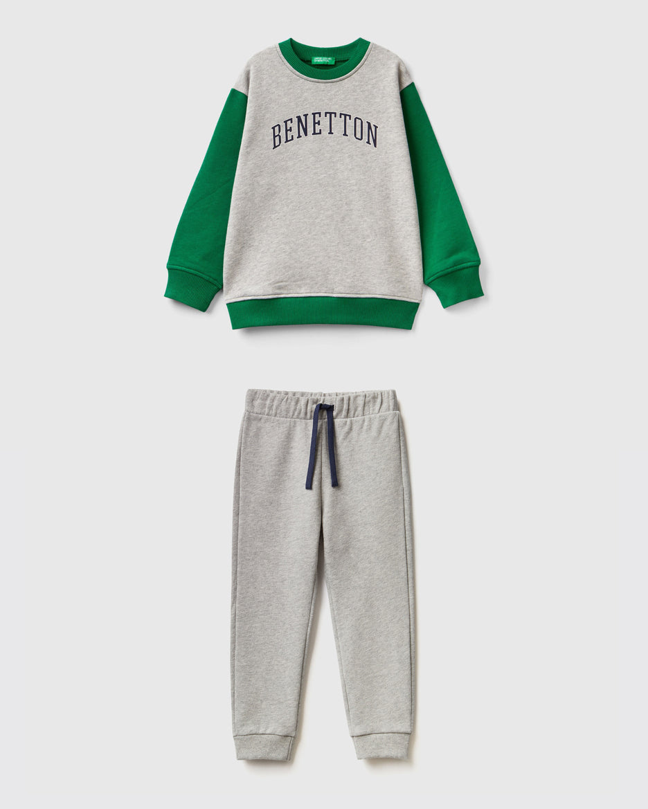 100% Cotton Sweatshirt Tracksuit With Logo _01