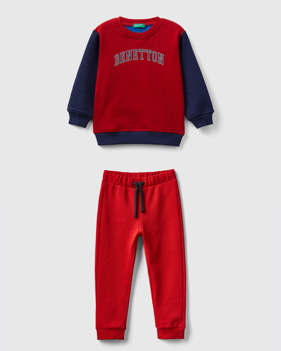 100% Cotton Sweatshirt Tracksuit With Logo _01