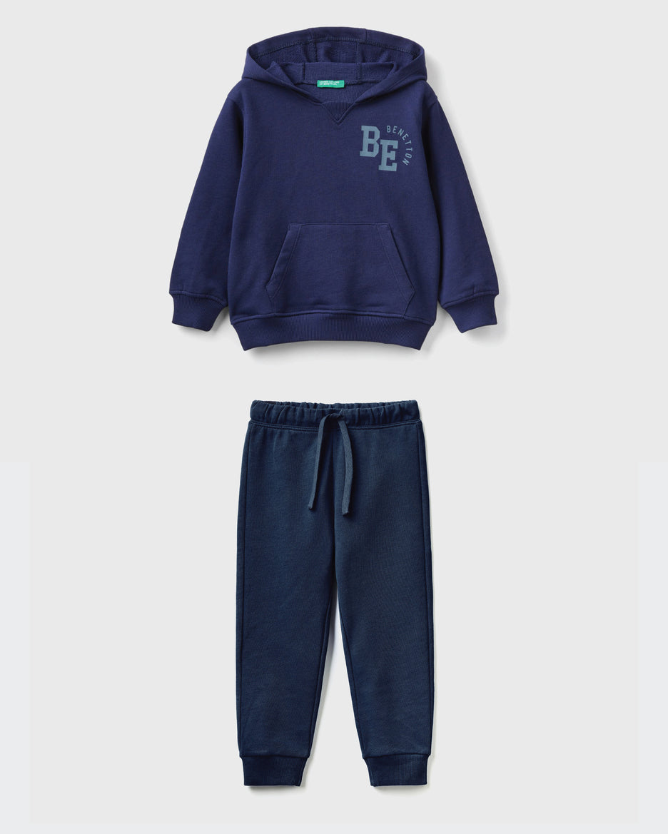 100% Cotton Hoodie Tracksuit With Logo_01