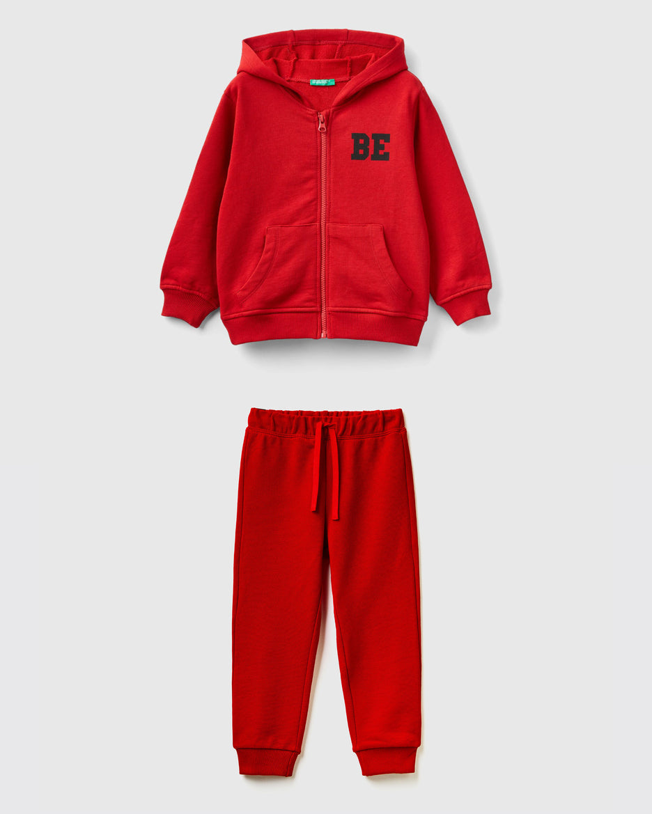 100% Cotton Hoodie Tracksuit With Logo_01