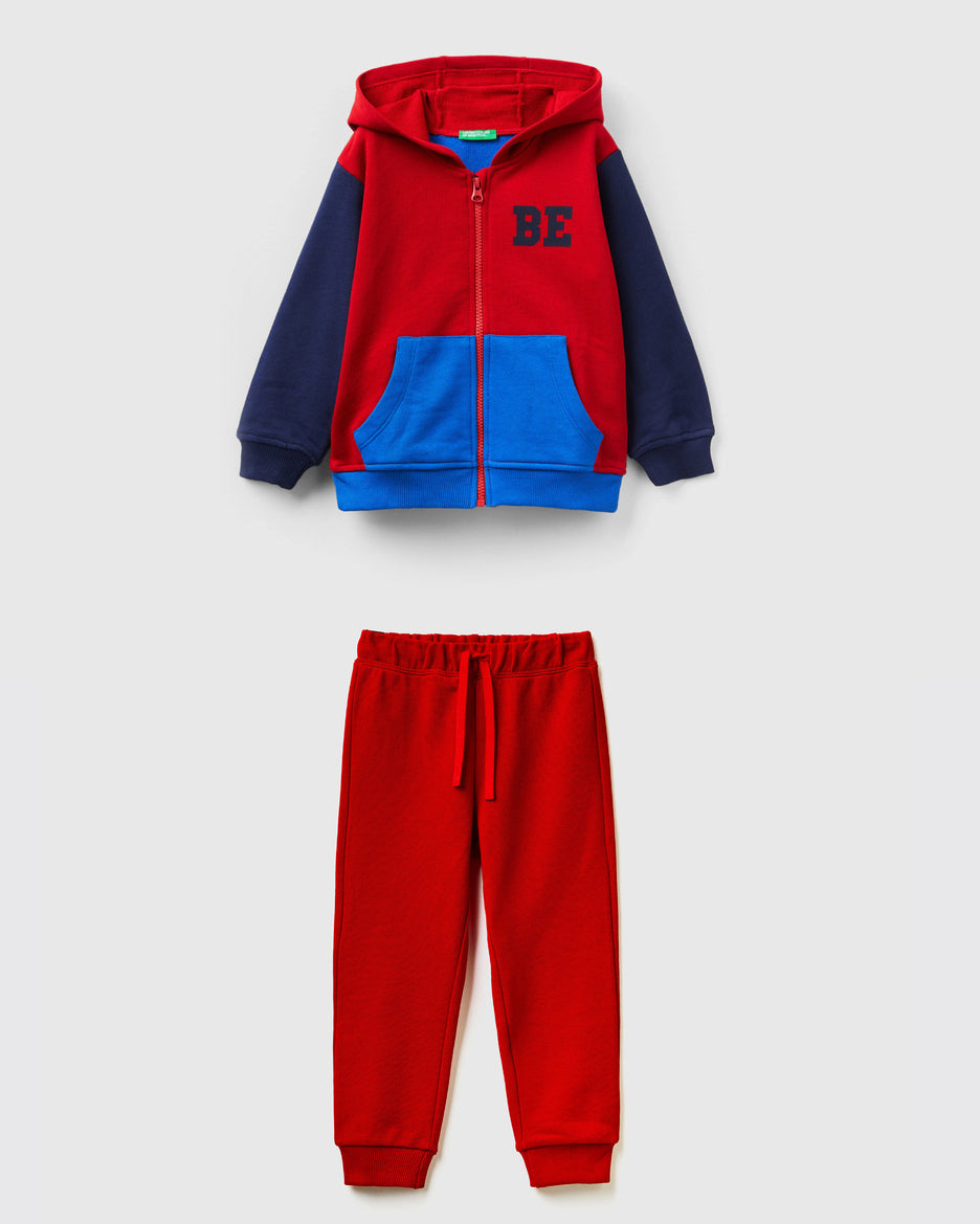 100% Cotton Hoodie Tracksuit With Logo_01