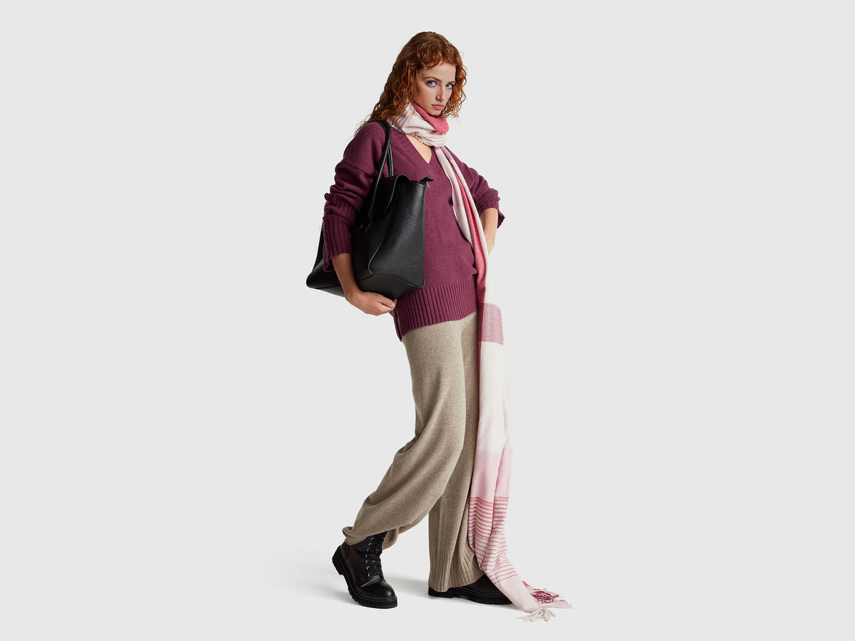 Benetton_Beige_Beige Wide Trousers in Wool and Cashmere Blend_102HDF00Z_81F_01